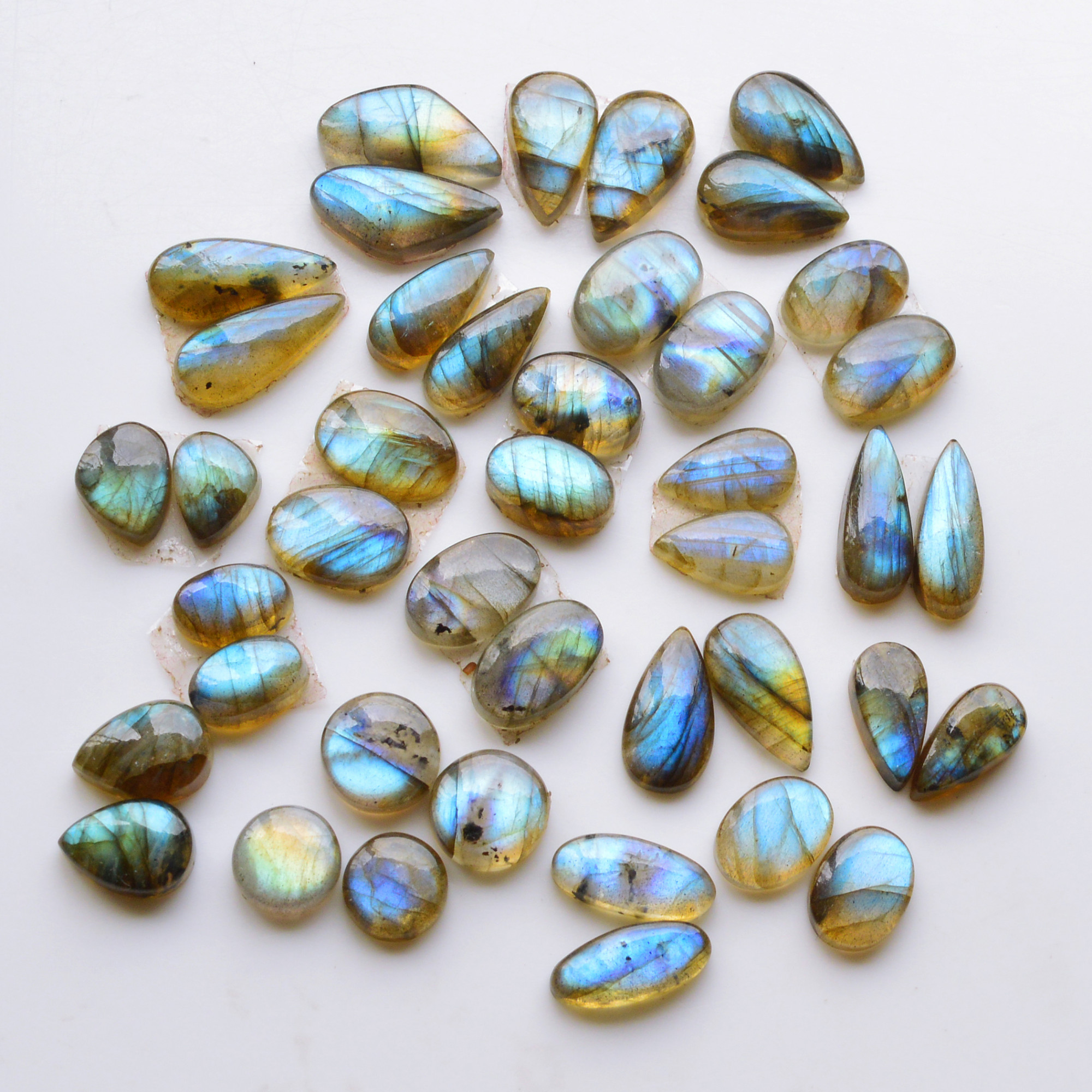 21 Pair 135Cts Natural Labradorite Pair Gemstone Lot for jewellery making 16x7 9x9mm 19804