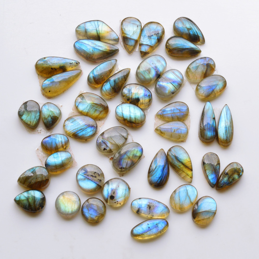 Image of 21 Pair 135Cts  Natural Labradorite Pair Gemstone Lot for jewellery making  16x7 9x9mm #19804