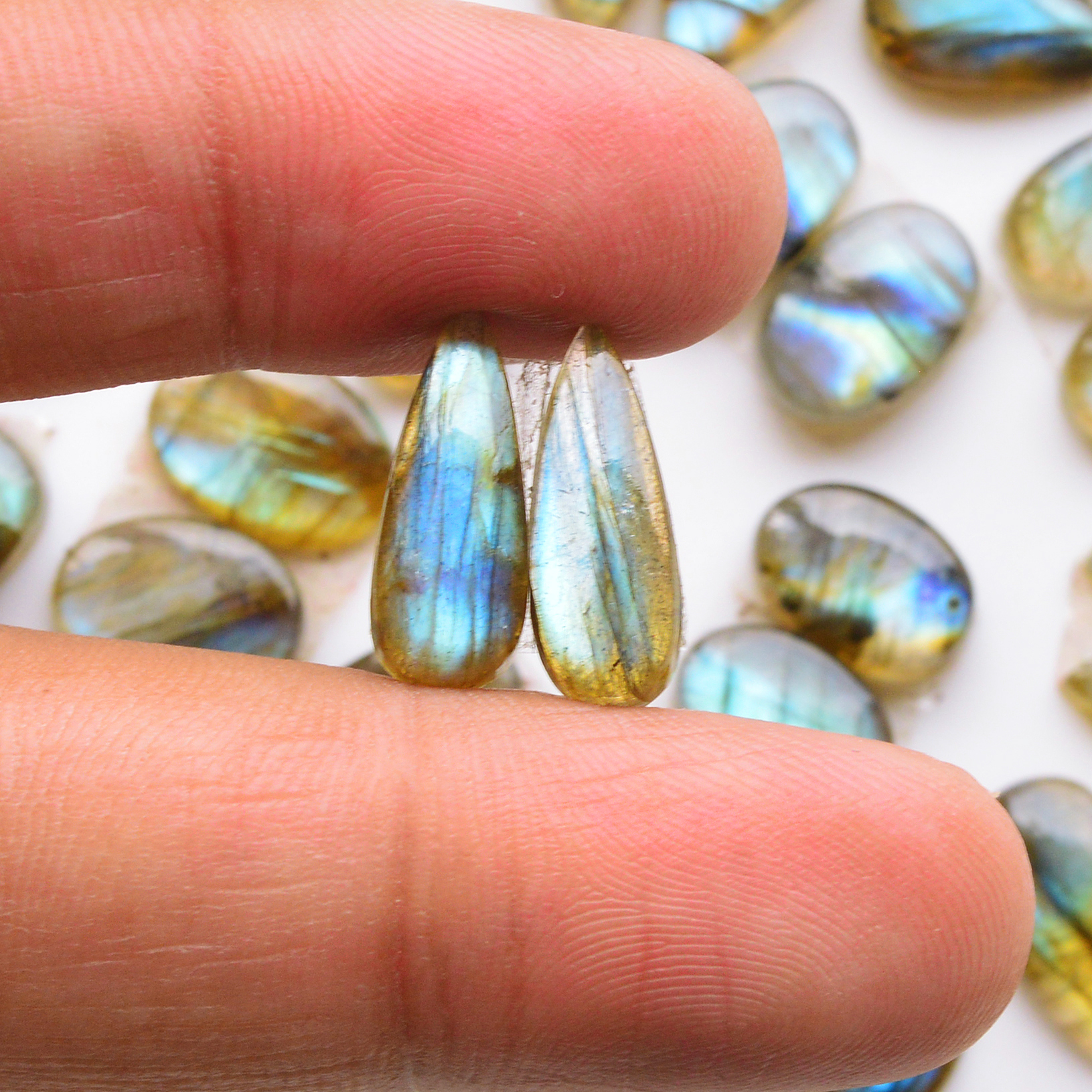 21 Pair 135Cts  Natural Labradorite Pair Gemstone Lot for jewellery making  16x7 9x9mm 19804