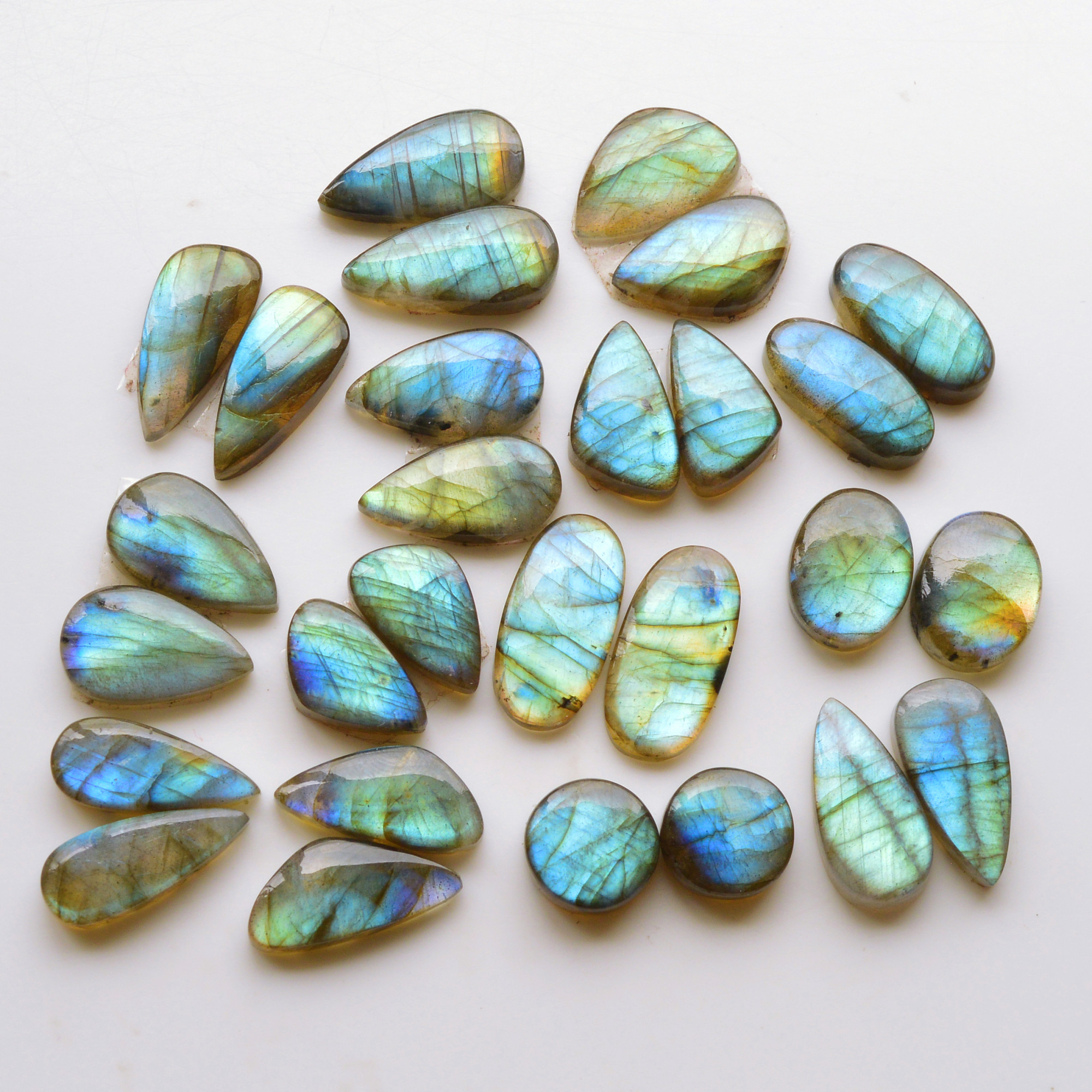 14 Pair 170Cts  Natural Labradorite Pair Gemstone Lot for jewellery making  18x9 11x11mm 19805
