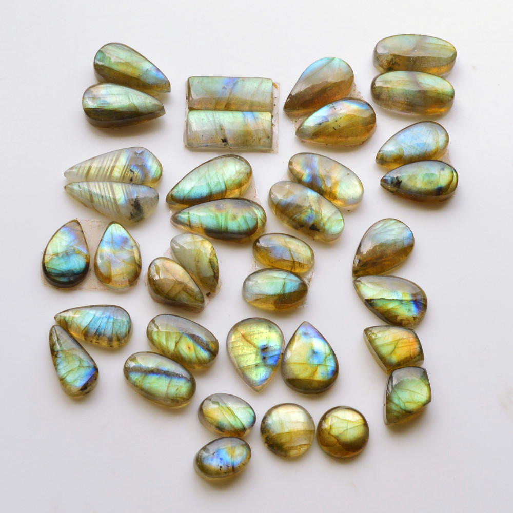 Image of 18 Pair 130Cts  Natural Labradorite Pair Gemstone Lot for jewellery making  15x7 9x9mm #19808