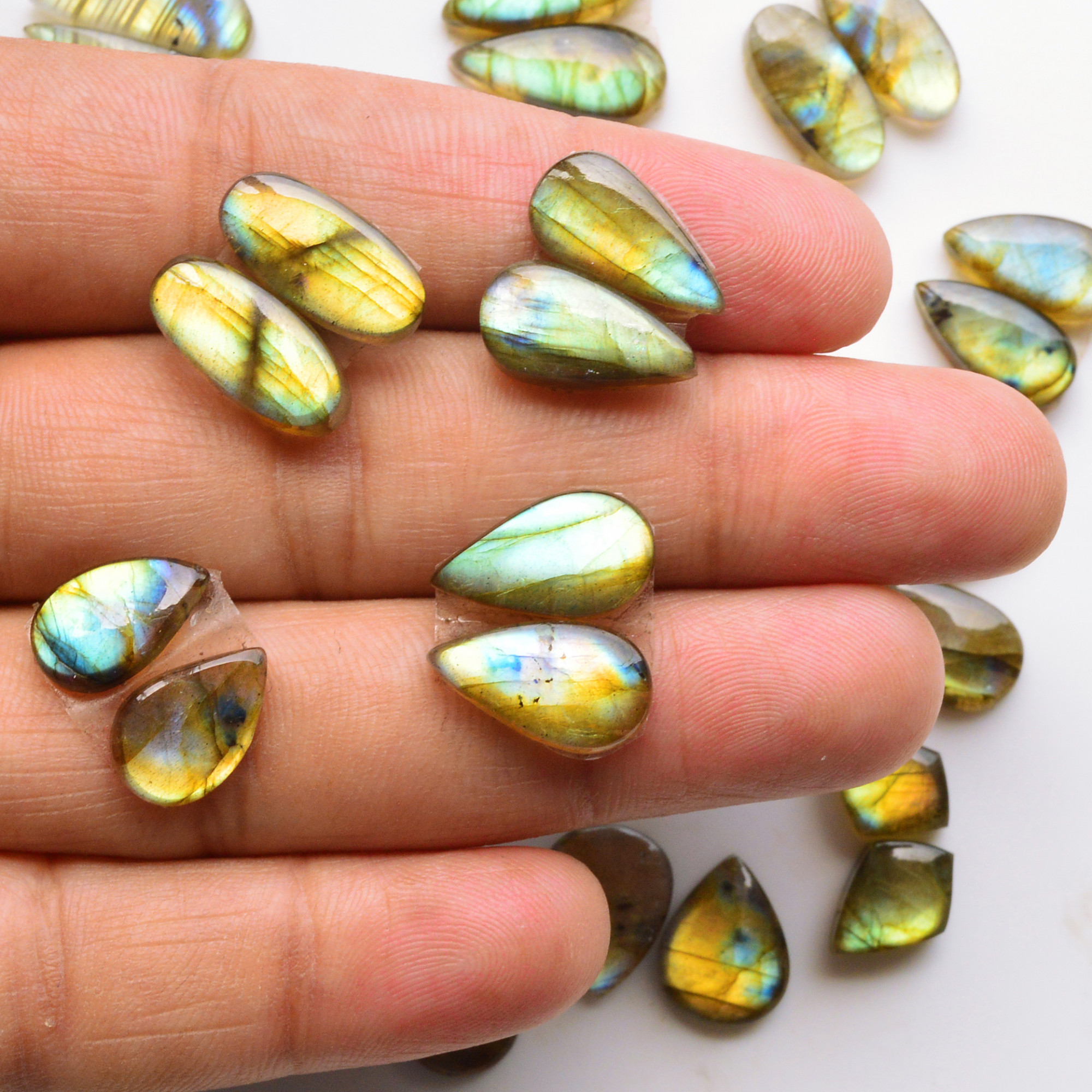 18 Pair 130Cts  Natural Labradorite Pair Gemstone Lot for jewellery making  15x7 9x9mm 19808