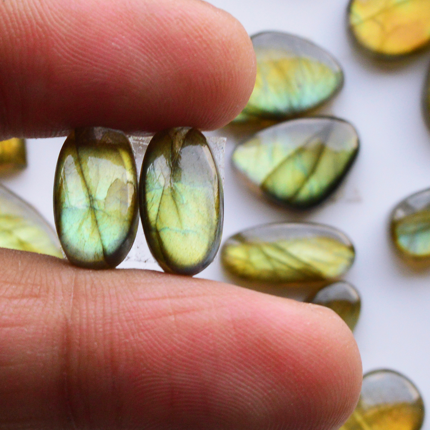 17 Pair 150Cts  Natural Labradorite Pair Gemstone Lot for jewellery making  18x8 10x7mm 19809