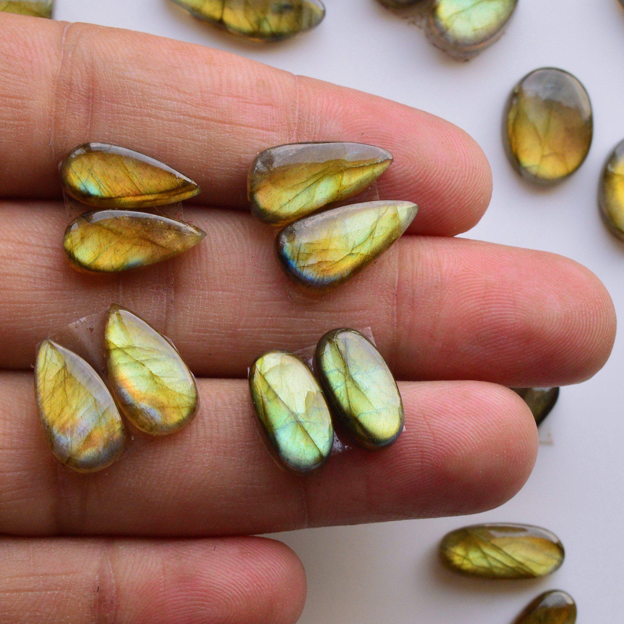17 Pair 150Cts Natural Labradorite Pair Gemstone Lot for jewellery making 18x8 10x7mm 19809