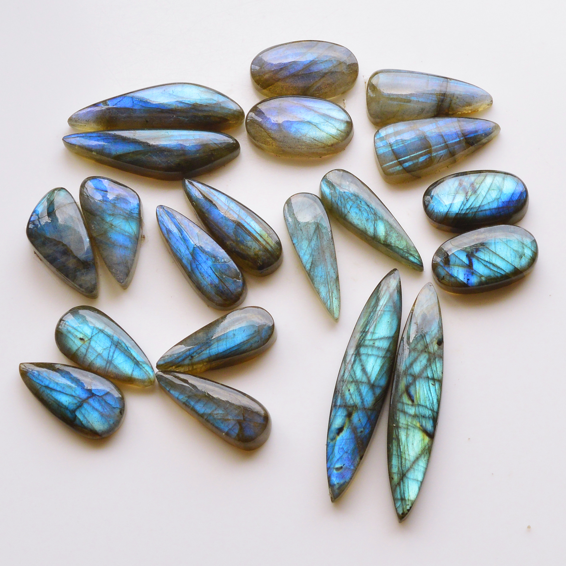 10 Pair 172Cts Natural Labradorite Pair Gemstone Lot for jewellery making 39x8 16x10mm 19810