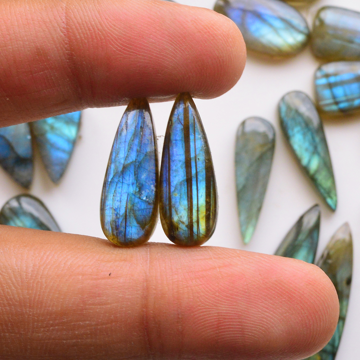 10 Pair 172Cts Natural Labradorite Pair Gemstone Lot for jewellery making 39x8 16x10mm 19810