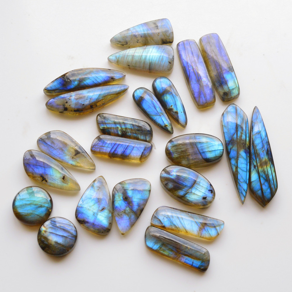 Image of 11 Pair 233Cts  Natural Labradorite Pair Gemstone Lot for jewellery making  39x10 14x14mm #19812