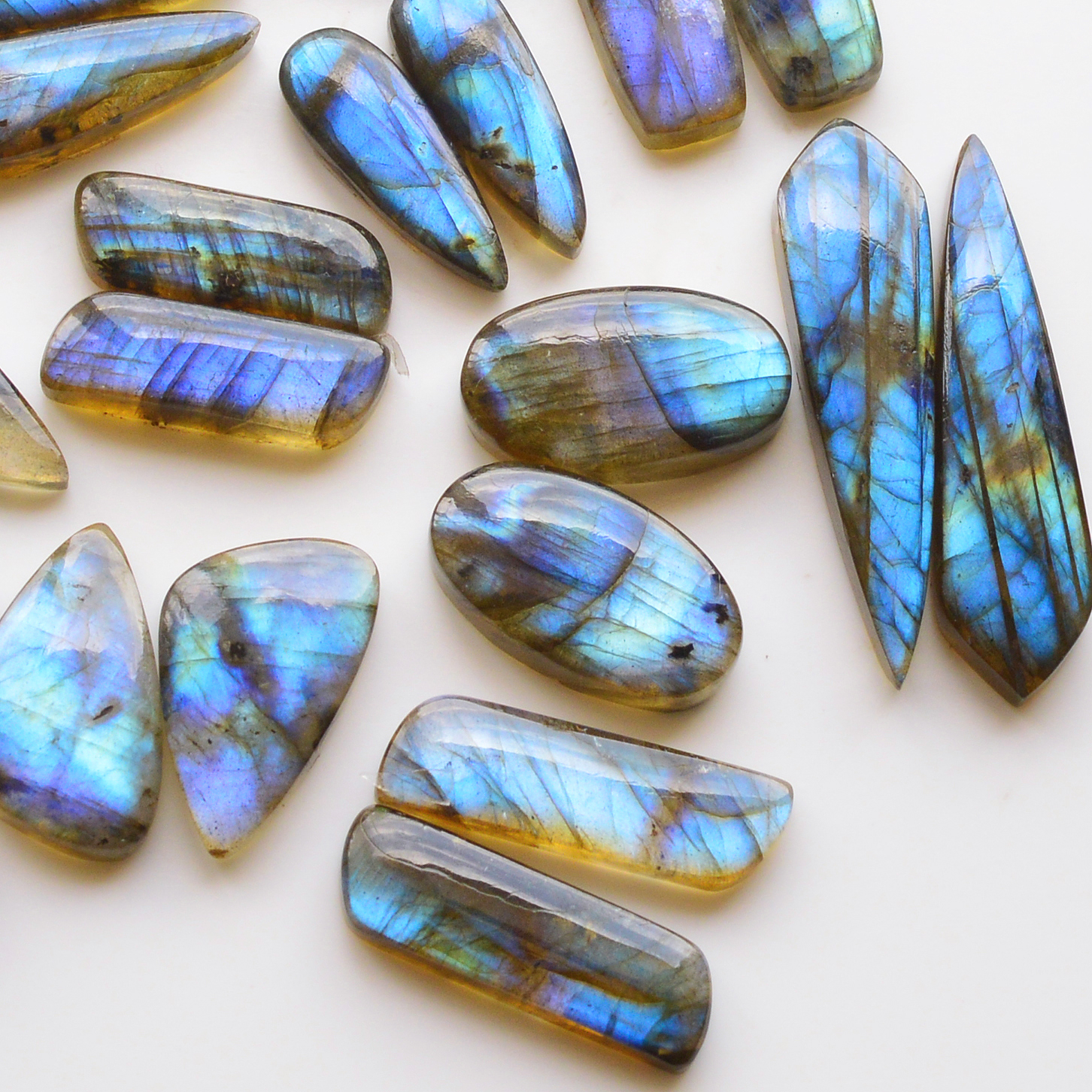 11 Pair 233Cts  Natural Labradorite Pair Gemstone Lot for jewellery making  39x10 14x14mm 19812