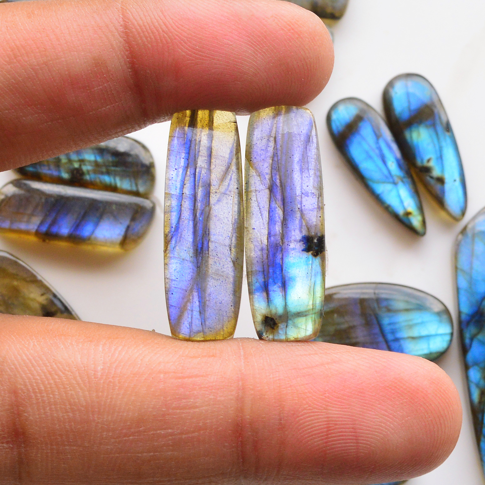 11 Pair 233Cts  Natural Labradorite Pair Gemstone Lot for jewellery making  39x10 14x14mm 19812