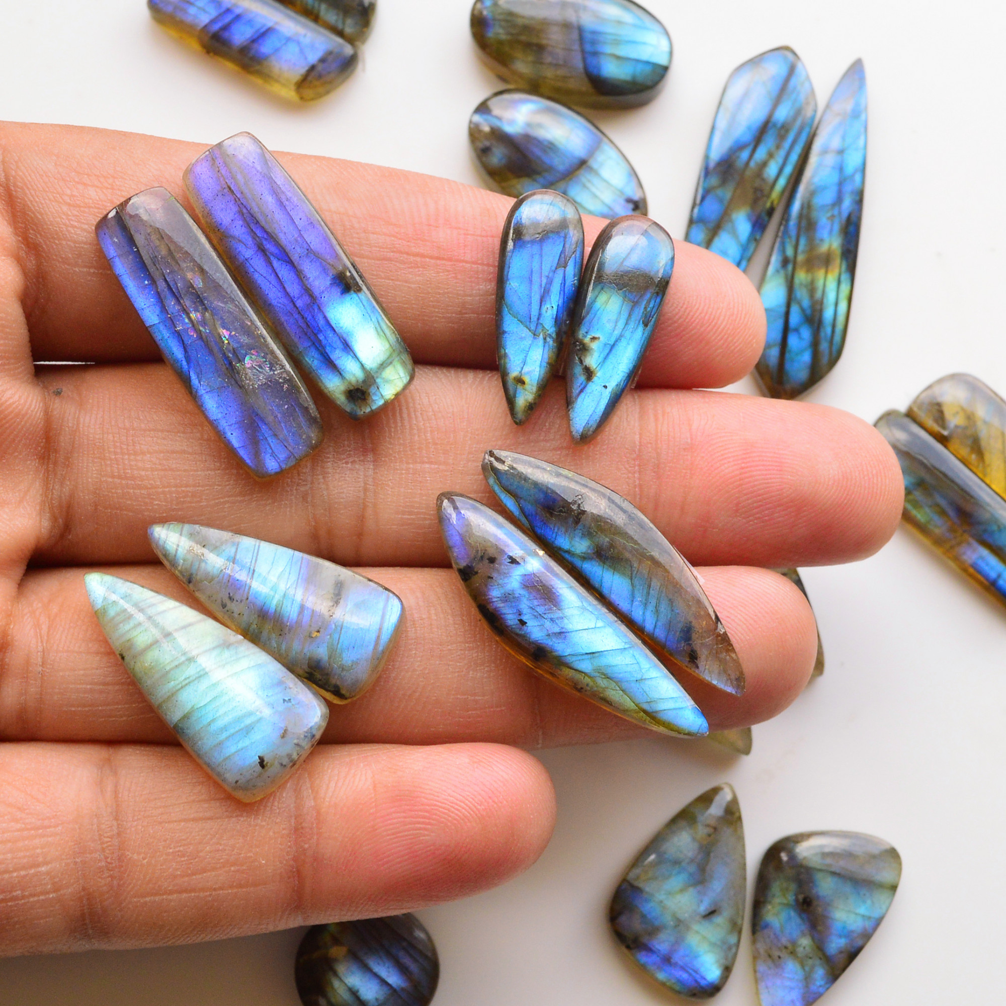 11 Pair 233Cts  Natural Labradorite Pair Gemstone Lot for jewellery making  39x10 14x14mm 19812