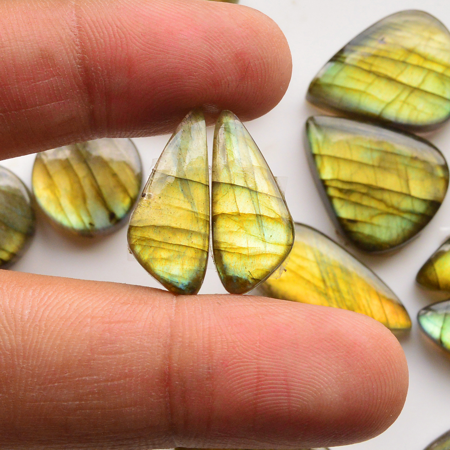 10 Pair 208Cts  Natural Labradorite Pair Gemstone Lot for jewellery making  23x11 15x15mm 19813