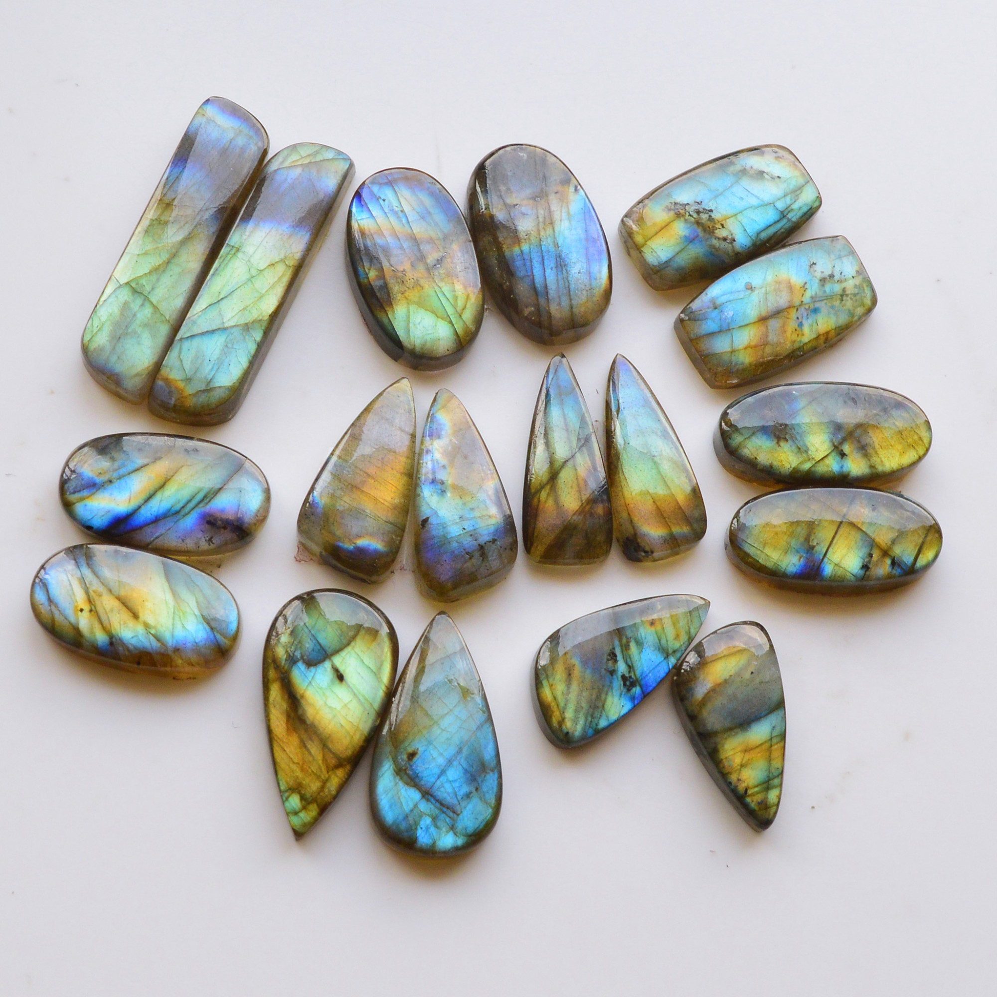9 Pair 202Cts Natural Labradorite Pair Gemstone Lot for jewellery making 33x8 21x12mm 19816