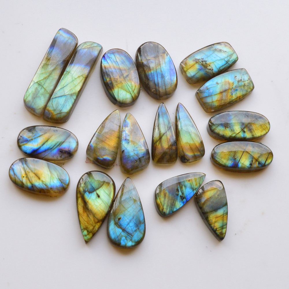 Image of 9 Pair 202Cts  Natural Labradorite Pair Gemstone Lot for jewellery making  33x8 21x12mm #19816