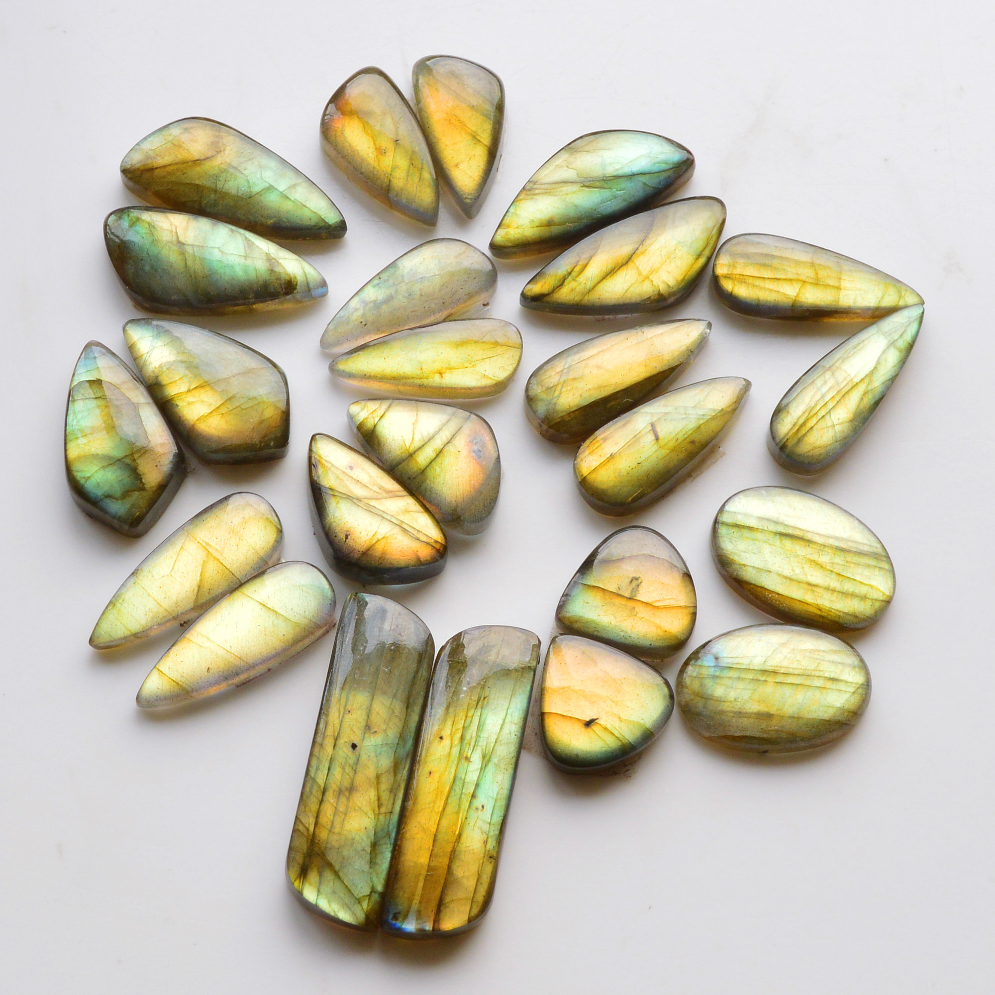 12 Pair 233Cts Natural Labradorite Pair Gemstone Lot for jewellery making 33x10 15x14mm 19818