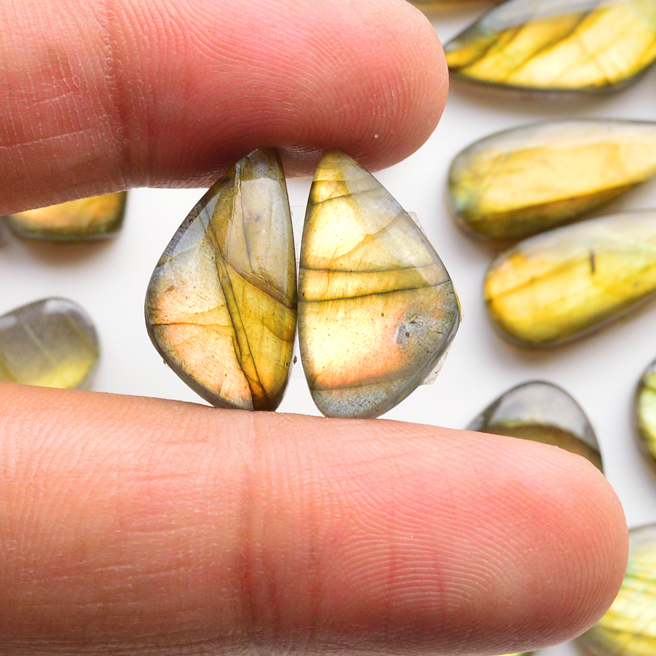 12 Pair 233Cts  Natural Labradorite Pair Gemstone Lot for jewellery making  33x10 15x14mm 19818