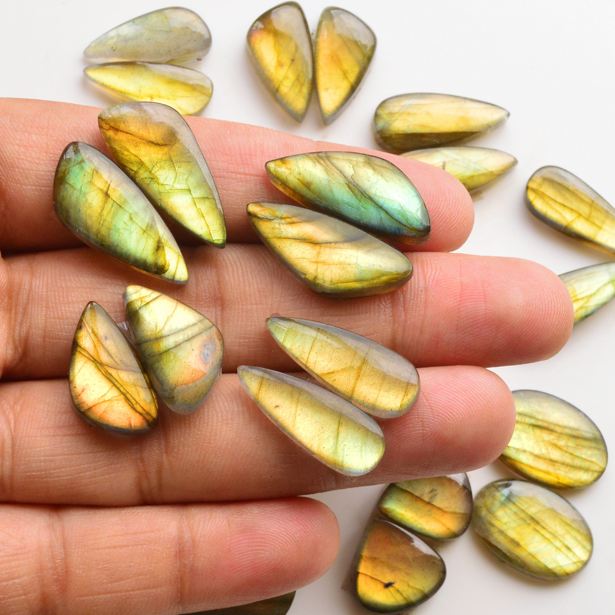 12 Pair 233Cts  Natural Labradorite Pair Gemstone Lot for jewellery making  33x10 15x14mm 19818