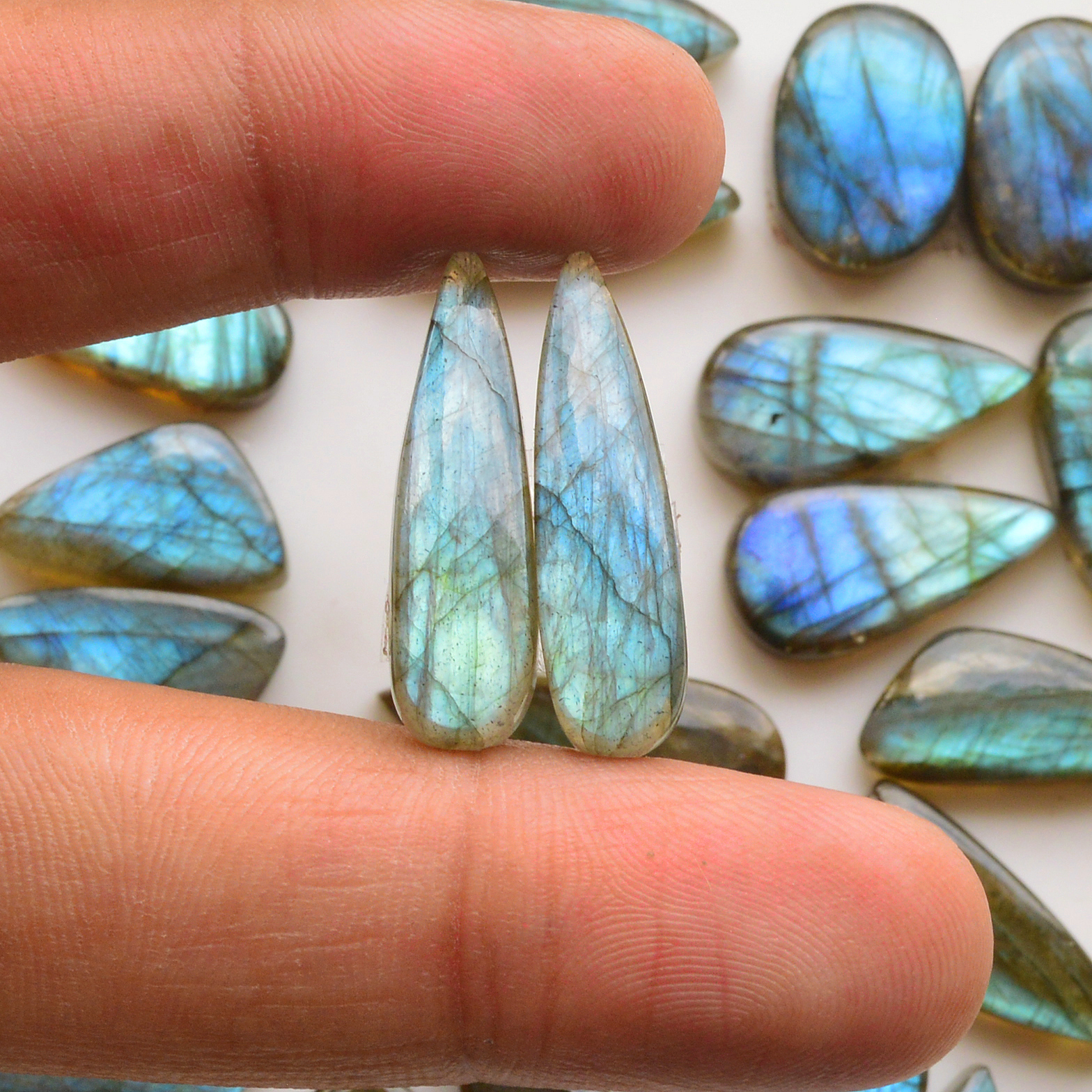 12 Pair 210Cts  Natural Labradorite Pair Gemstone Lot for jewellery making  26x7 18x10mm 19819