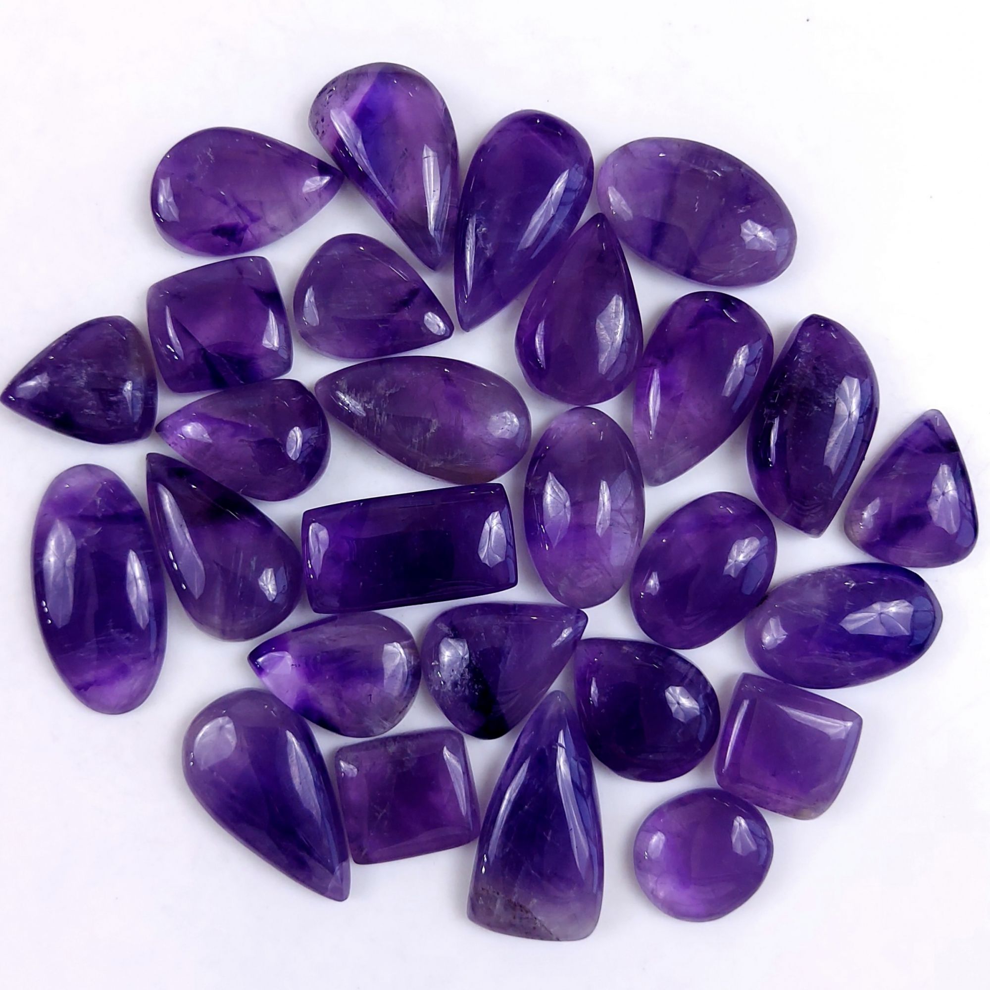 27Pcs 627Cts Natural Purple Amethyst Loose Cabochon Flat Back Both Side Polish Gemstone Lot 25x14 17x13mmG-1982