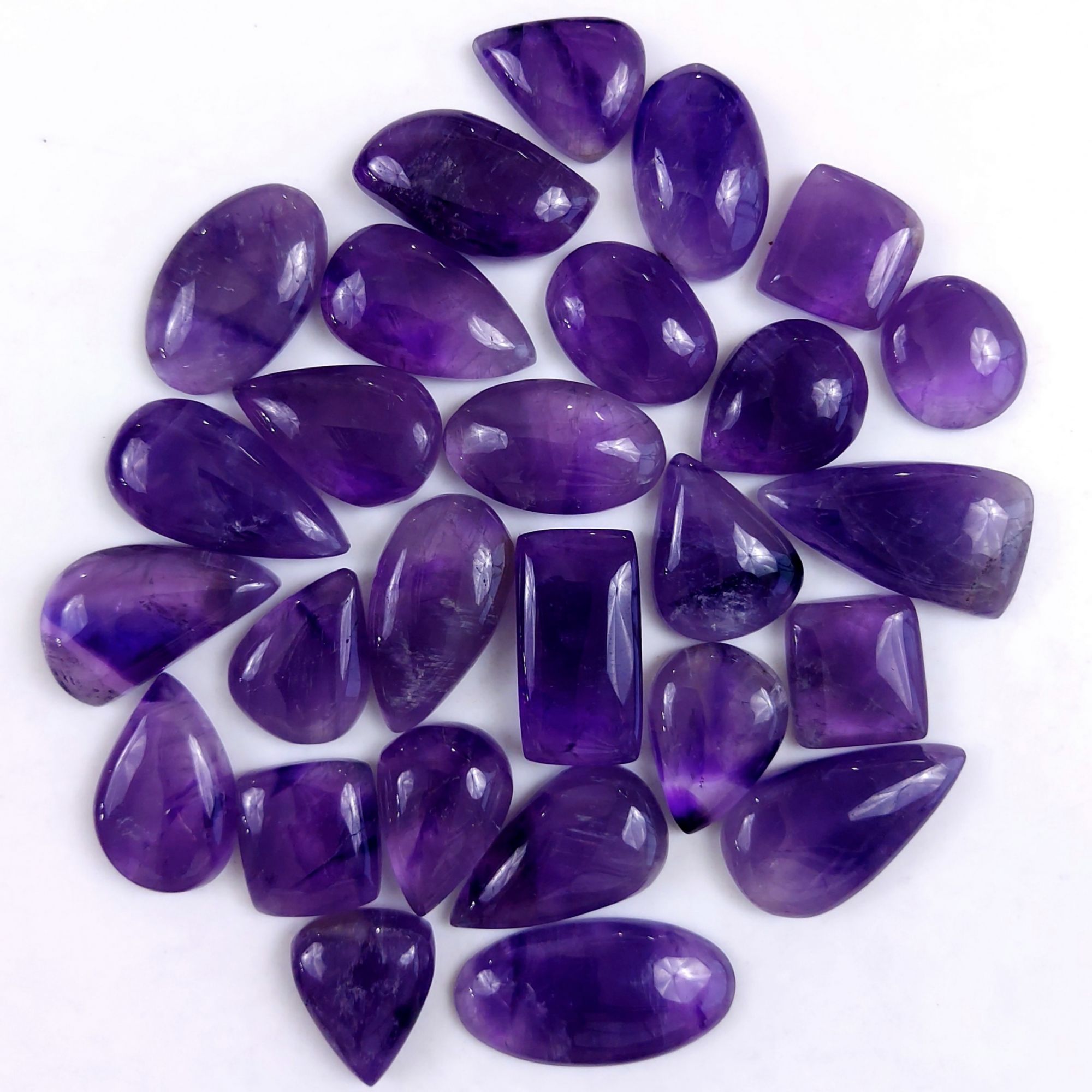 27Pcs 627Cts Natural Purple Amethyst Loose Cabochon Flat Back Both Side Polish Gemstone Lot 25x14 17x13mmG-1982
