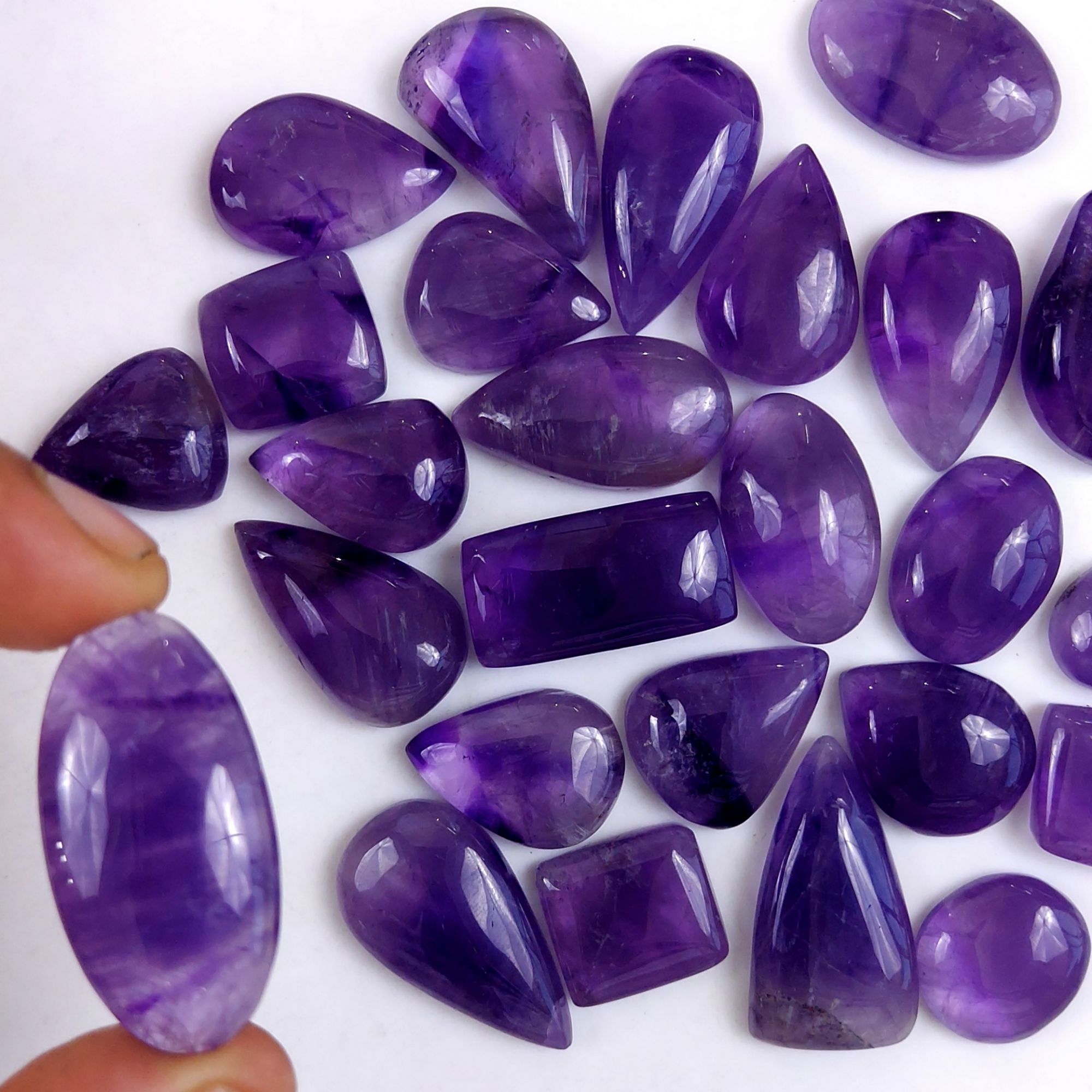 27Pcs 627Cts Natural Purple Amethyst Loose Cabochon Flat Back Both Side Polish Gemstone Lot 25x14 17x13mmG-1982