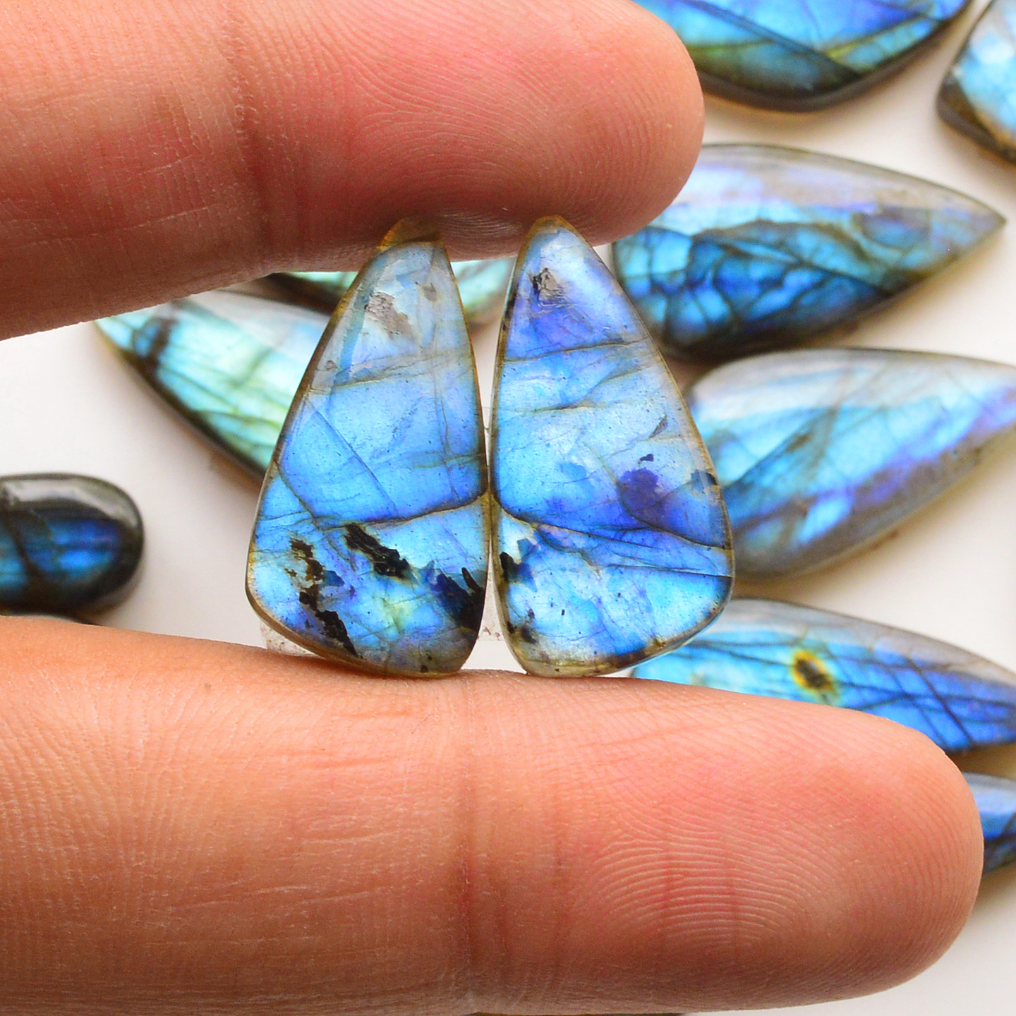 10 Pair 219Cts Natural Labradorite Pair Gemstone Lot for jewellery making 27x9 23x12mm 19821