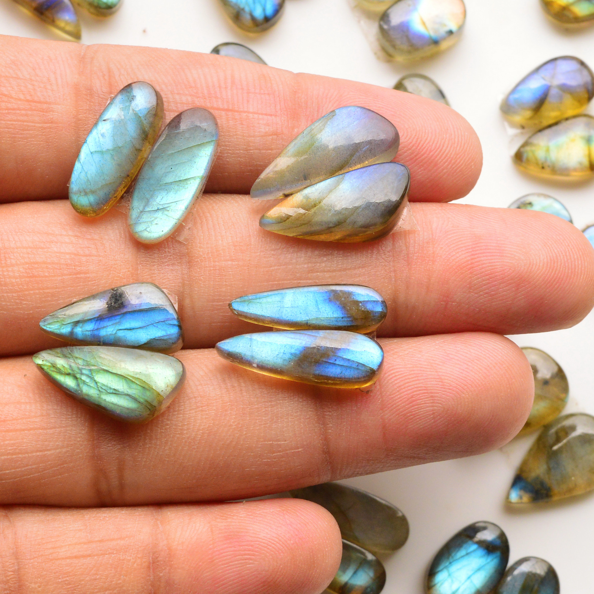 22 Pair 185Cts Natural Labradorite Pair Gemstone Lot for jewellery making 18x8 10x10mm 19822