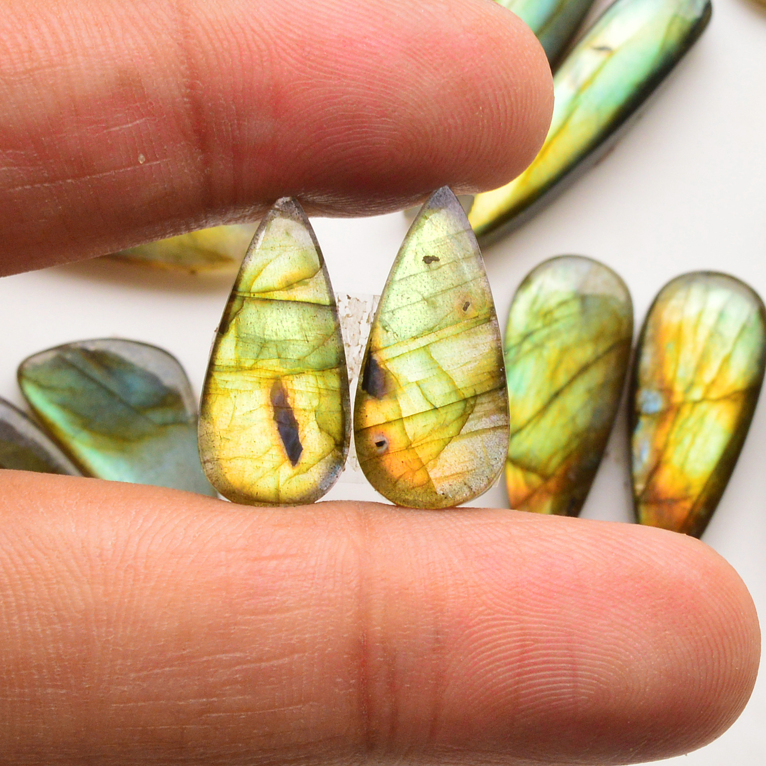11 Pair 186Cts  Natural Labradorite Pair Gemstone Lot for jewellery making  27x7 19x12mm 19824