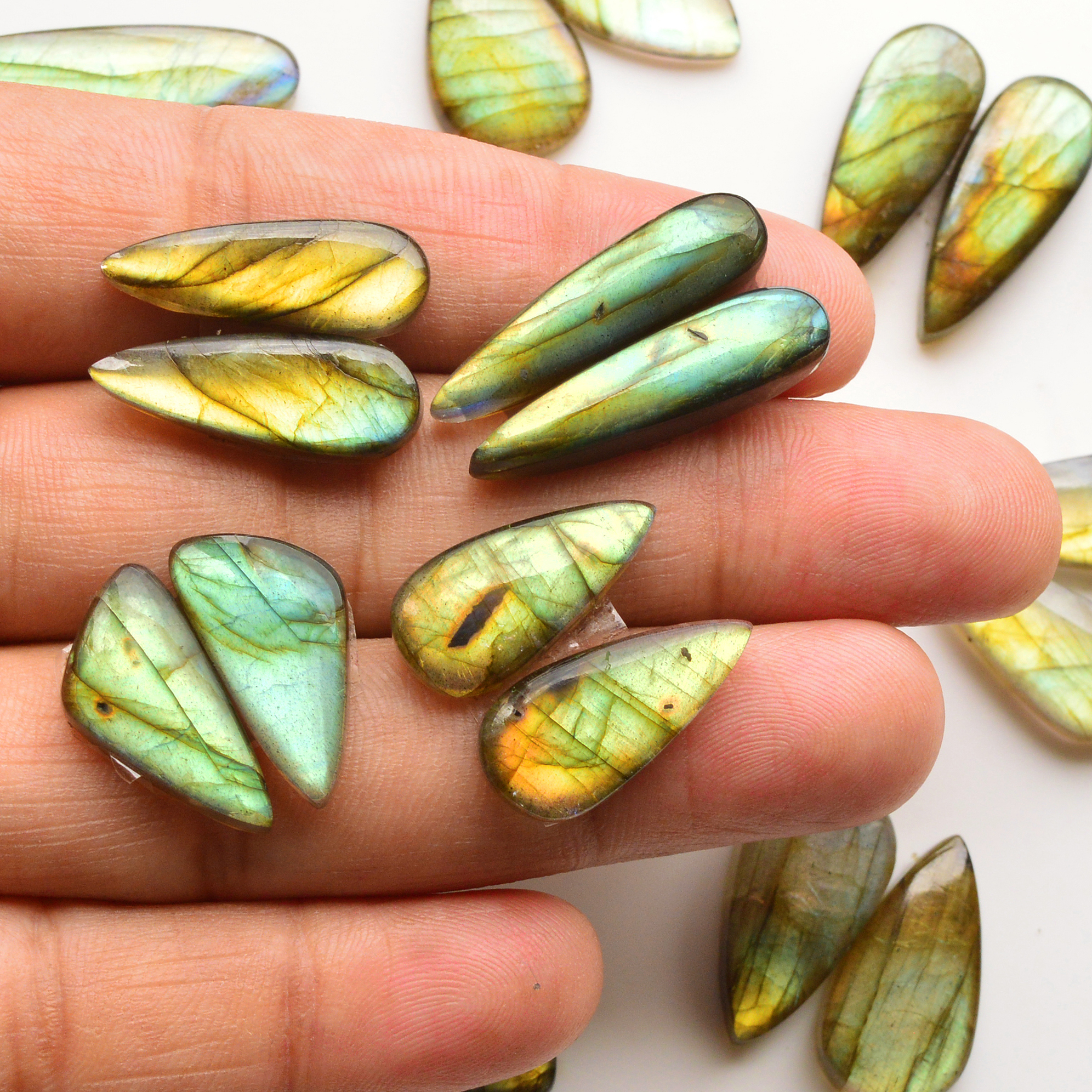 11 Pair 186Cts Natural Labradorite Pair Gemstone Lot for jewellery making 27x7 19x12mm 19824