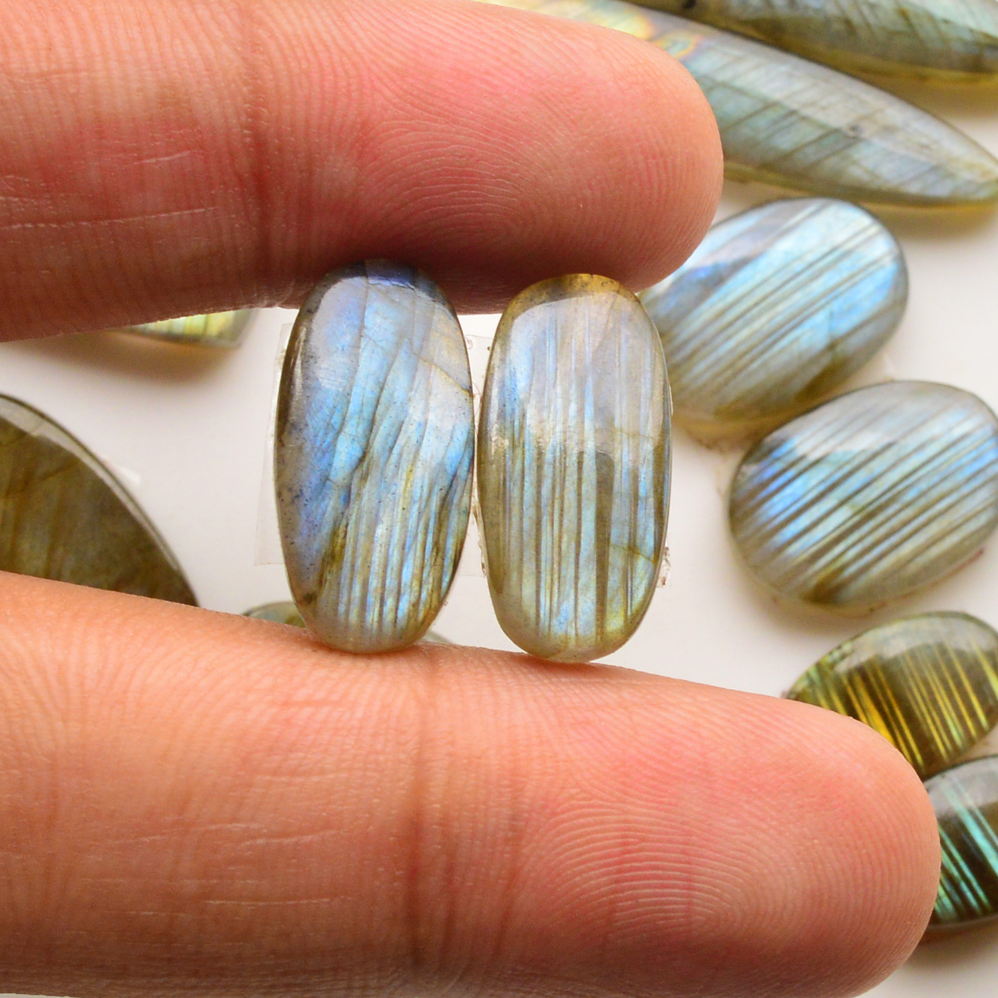 8 Pair 137Cts  Natural Labradorite Pair Gemstone Lot for jewellery making  42x7 14x9mm 19827