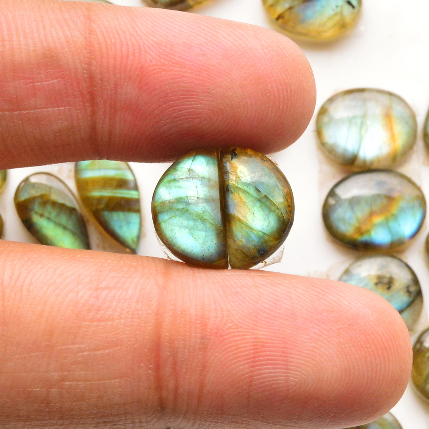 19 Pair 135Cts Natural Labradorite Pair Gemstone Lot for jewellery making 13x10 10x7mm 19828