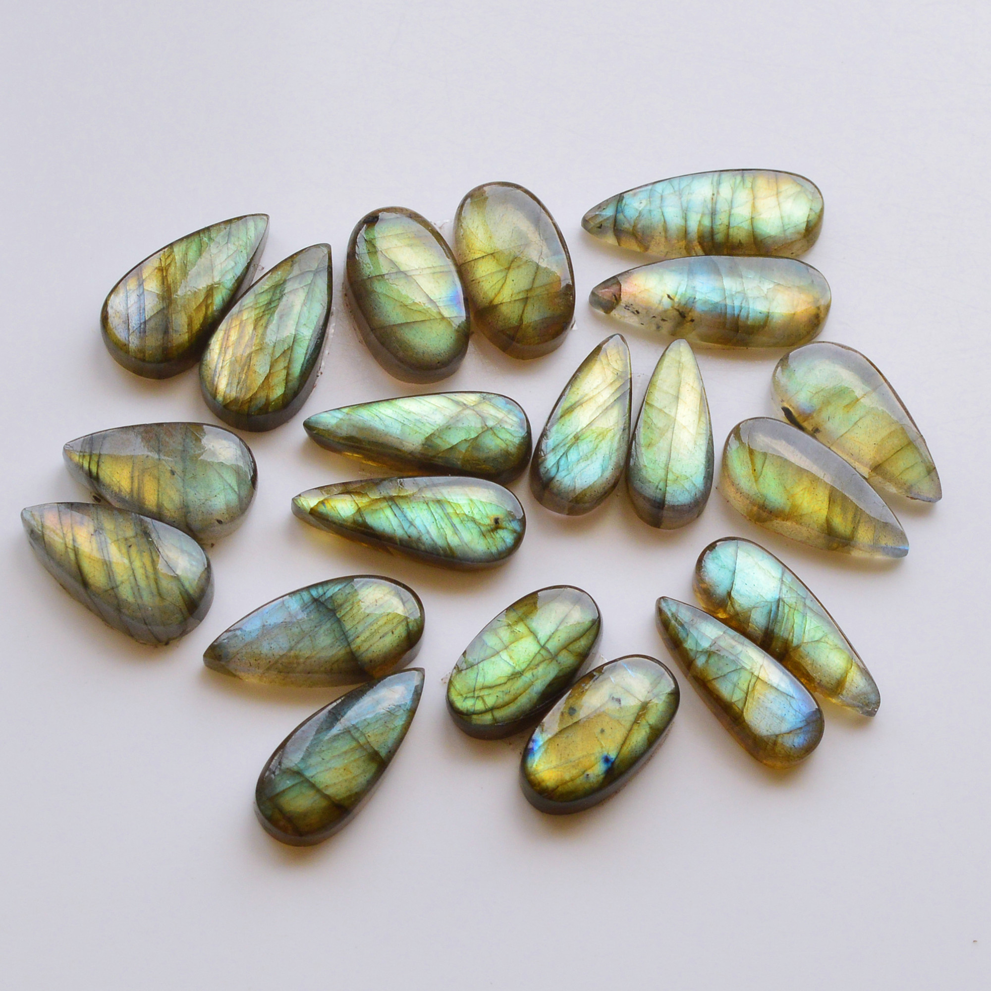 10 Pair 136Cts Natural Labradorite Pair Gemstone Lot for jewellery making 21x8 16x8mm 19829