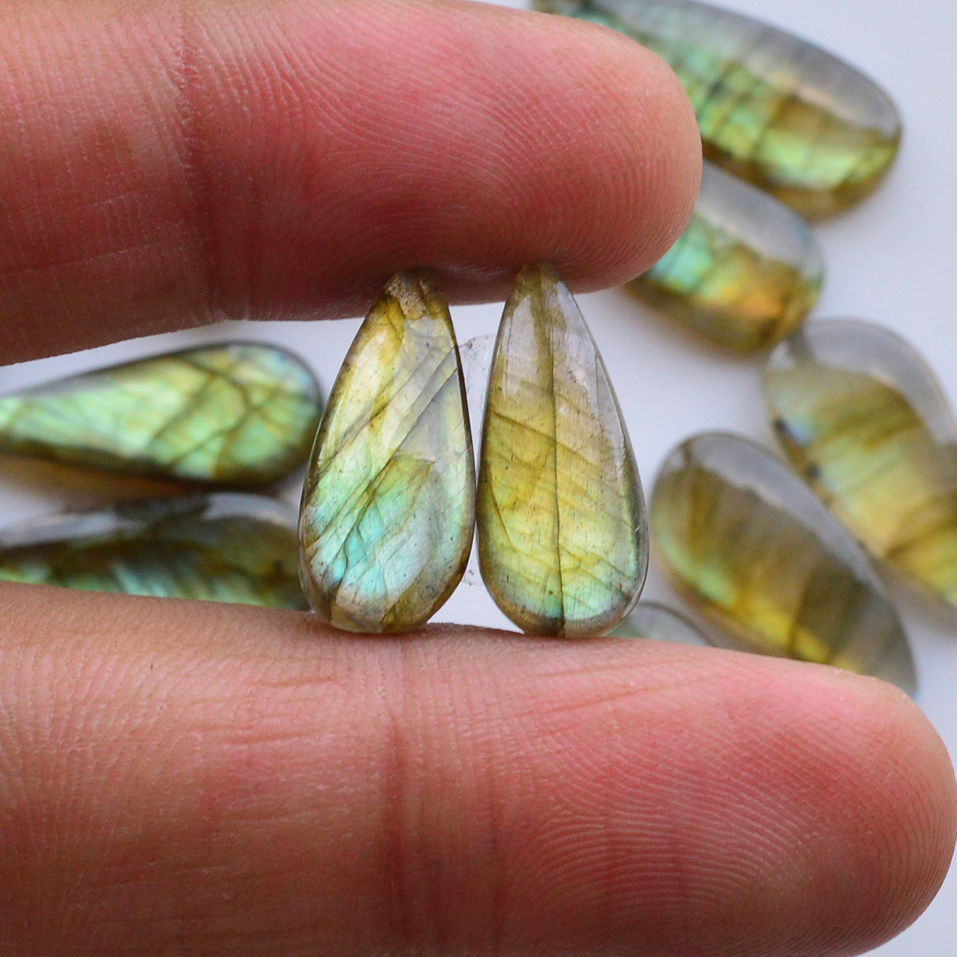 10 Pair 136Cts Natural Labradorite Pair Gemstone Lot for jewellery making 21x8 16x8mm 19829