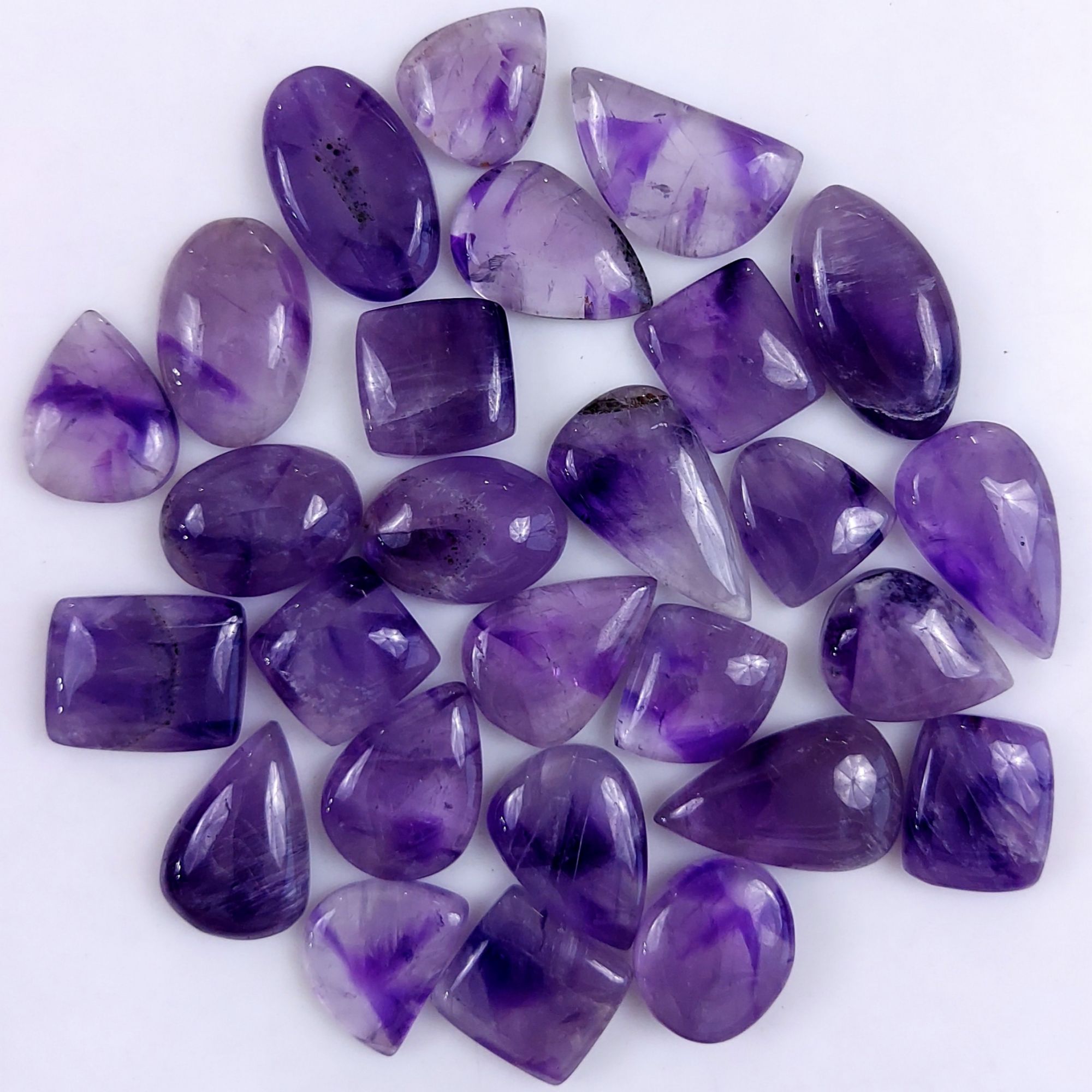 27Pcs 559Cts Natural Purple Amethyst Loose Cabochon Flat Back Both Side Polish Gemstone Lot 25x13 15x15mmG-1983