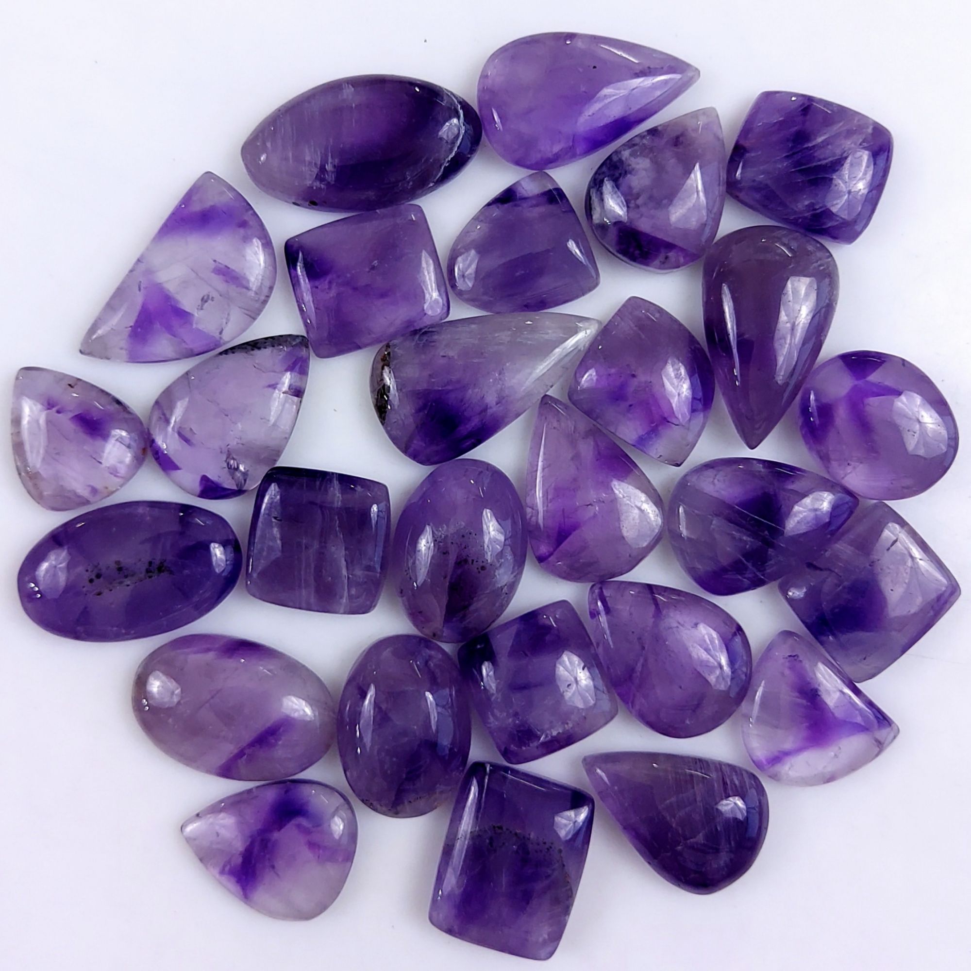 27Pcs 559Cts Natural Purple Amethyst Loose Cabochon Flat Back Both Side Polish Gemstone Lot 25x13 15x15mmG-1983