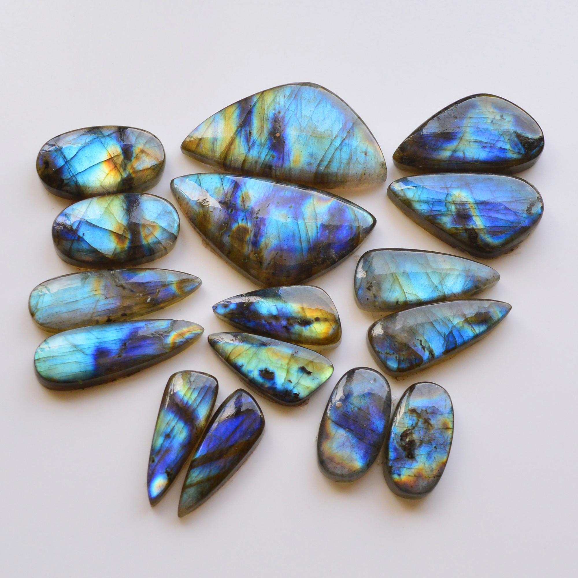 8 Pair 228Cts  Natural Labradorite Pair Gemstone Lot for jewellery making  37x19 20x11mm 19830