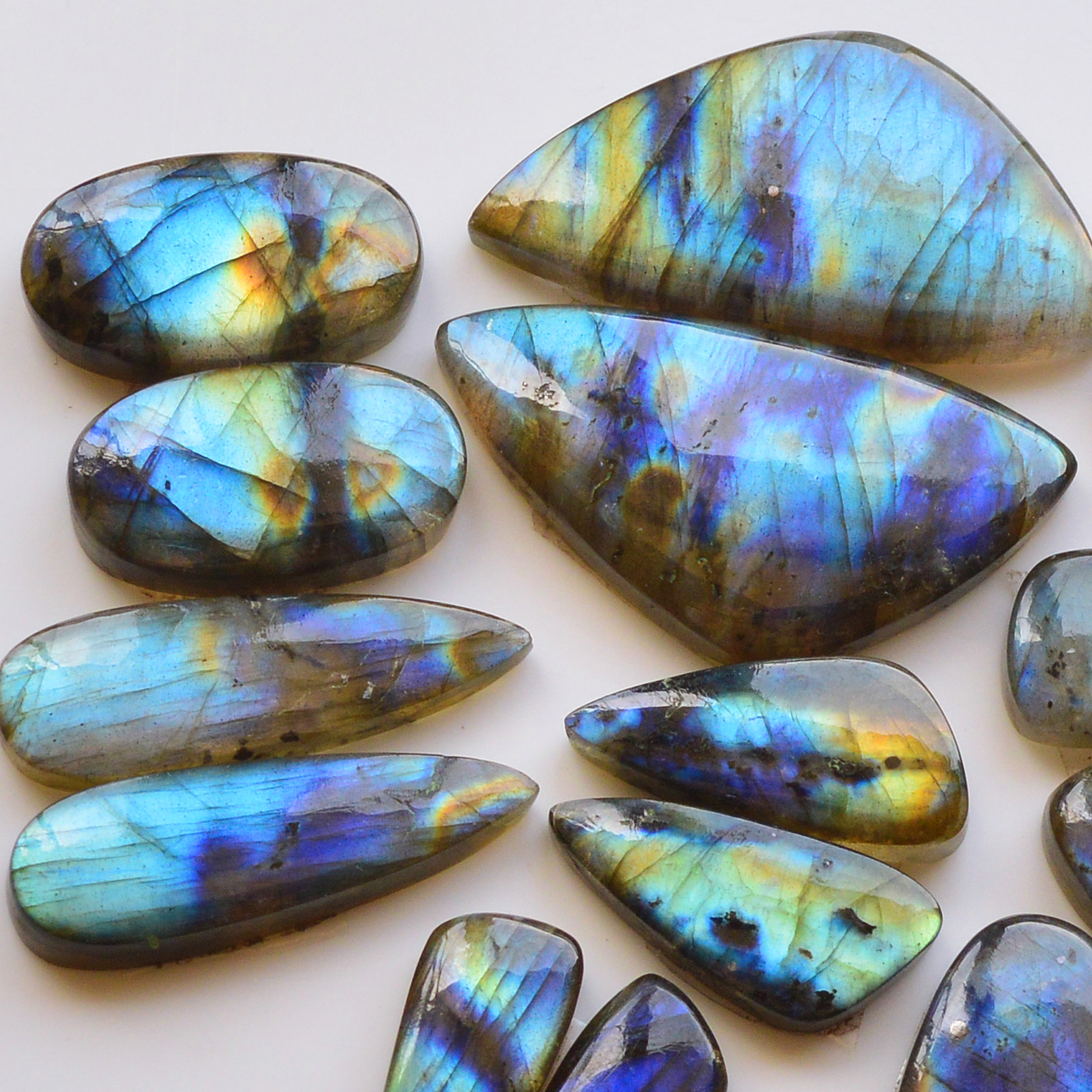 8 Pair 228Cts Natural Labradorite Pair Gemstone Lot for jewellery making 37x19 20x11mm 19830