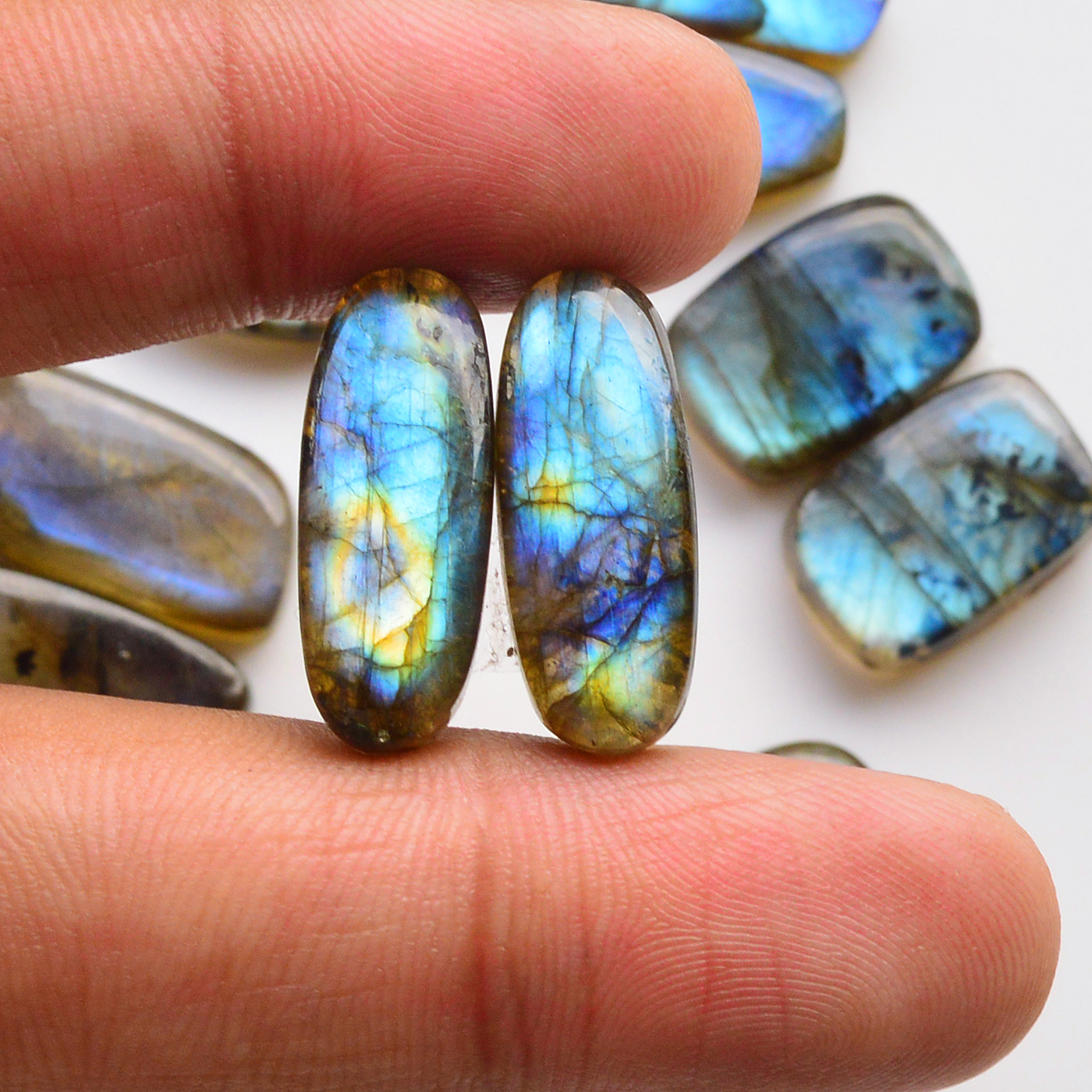 10 Pair 202Cts Natural Labradorite Pair Gemstone Lot for jewellery making 25x8 16x11mm 19831