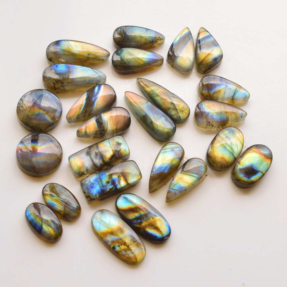 Image of 12 Pair 173Cts  Natural Labradorite Pair Gemstone Lot for jewellery making  19x7 15x15mm #19832