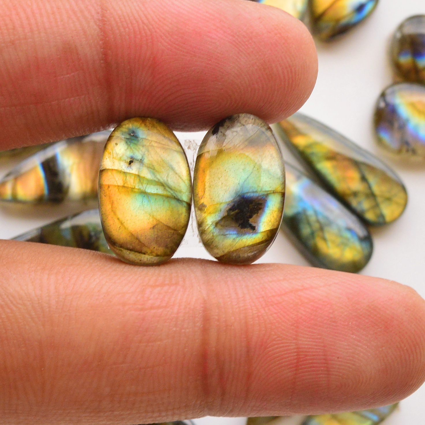 12 Pair 173Cts  Natural Labradorite Pair Gemstone Lot for jewellery making  19x7 15x15mm 19832