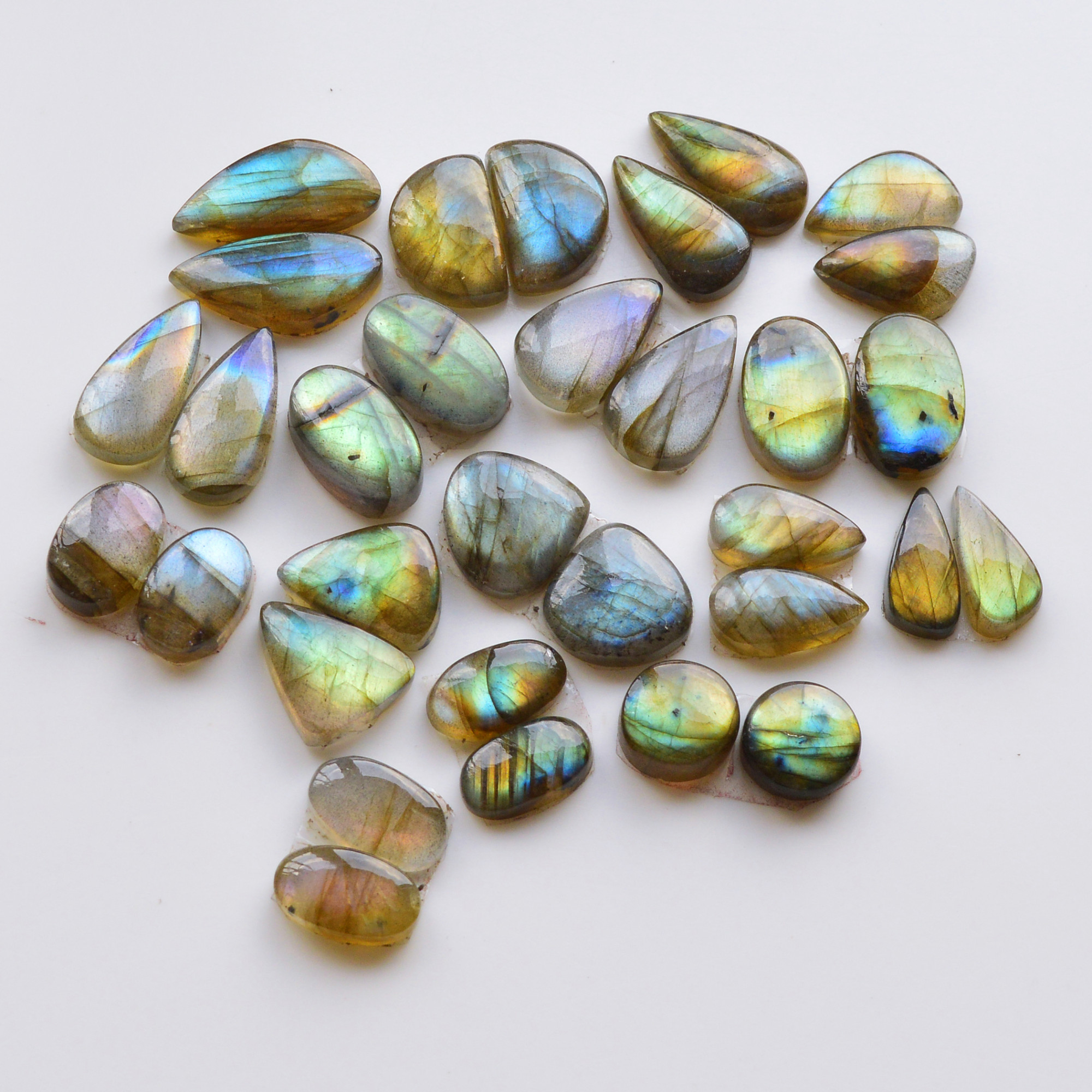 16 Pair 154Cts  Natural Labradorite Pair Gemstone Lot for jewellery making  17x9 10x10mm 19833