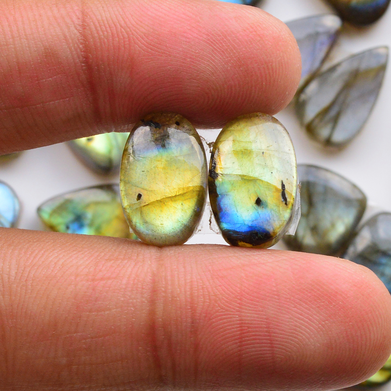 16 Pair 154Cts  Natural Labradorite Pair Gemstone Lot for jewellery making  17x9 10x10mm 19833
