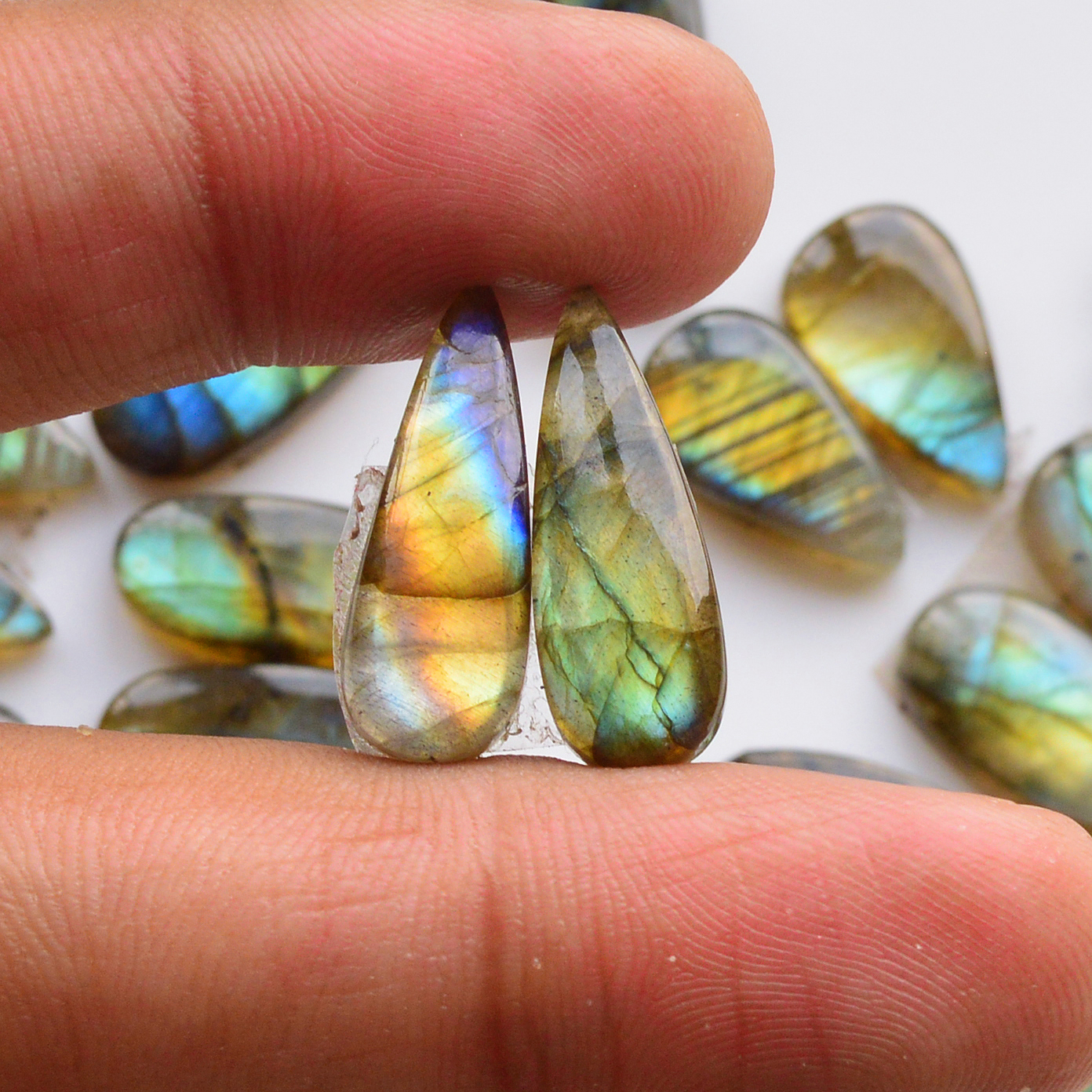 12 Pair 146Cts  Natural Labradorite Pair Gemstone Lot for jewellery making  23x8 17x13mm 19834