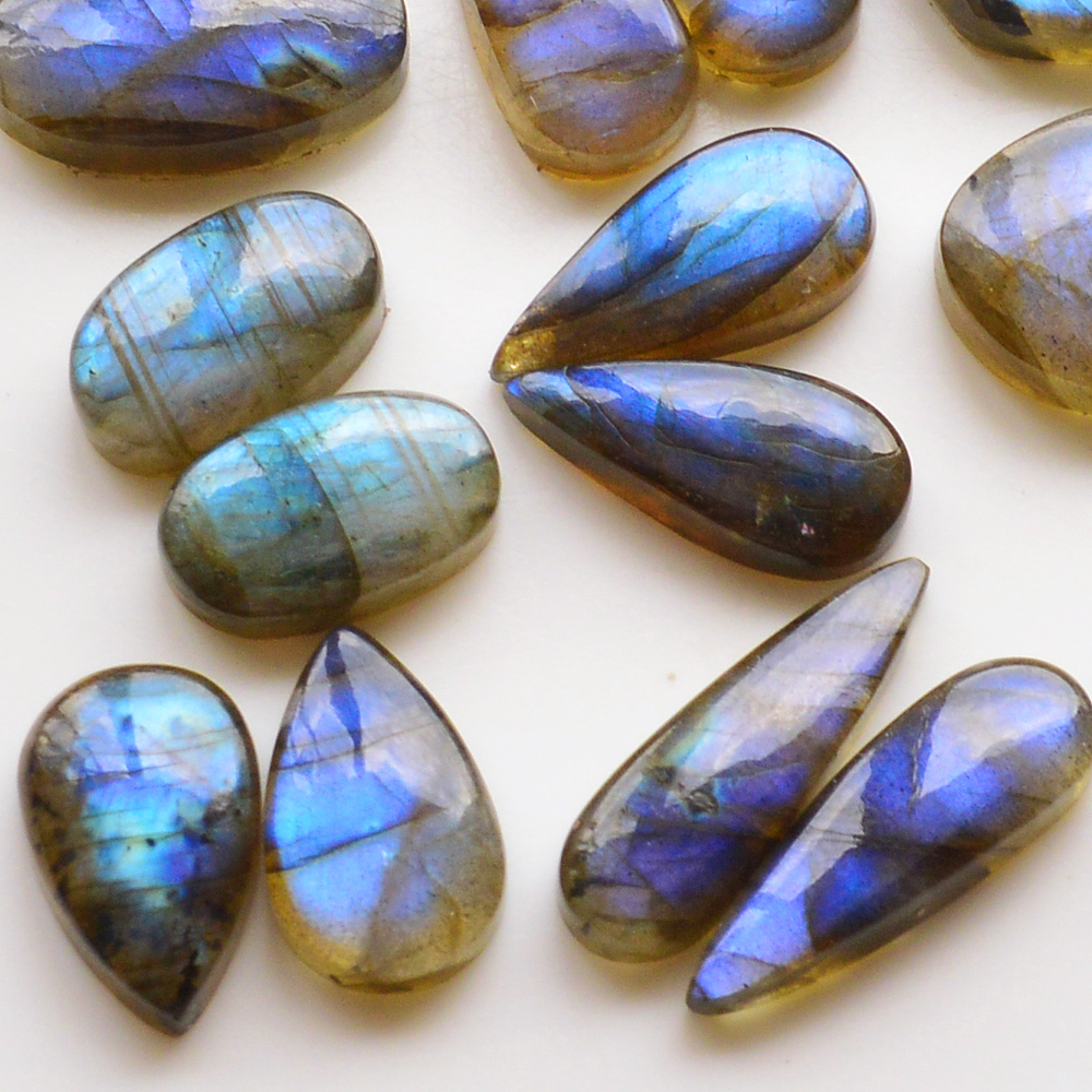 14 Pair 195Cts Natural Labradorite Pair Gemstone Lot for jewellery making 22x8 14x9mm 19835