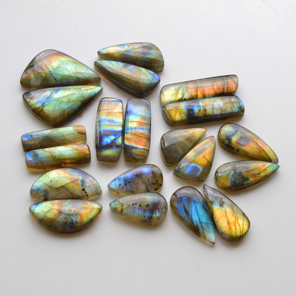Image of 10 Pair 267Cts  Natural Labradorite Pair Gemstone Lot for jewellery making  32x8 21x14mm #19836
