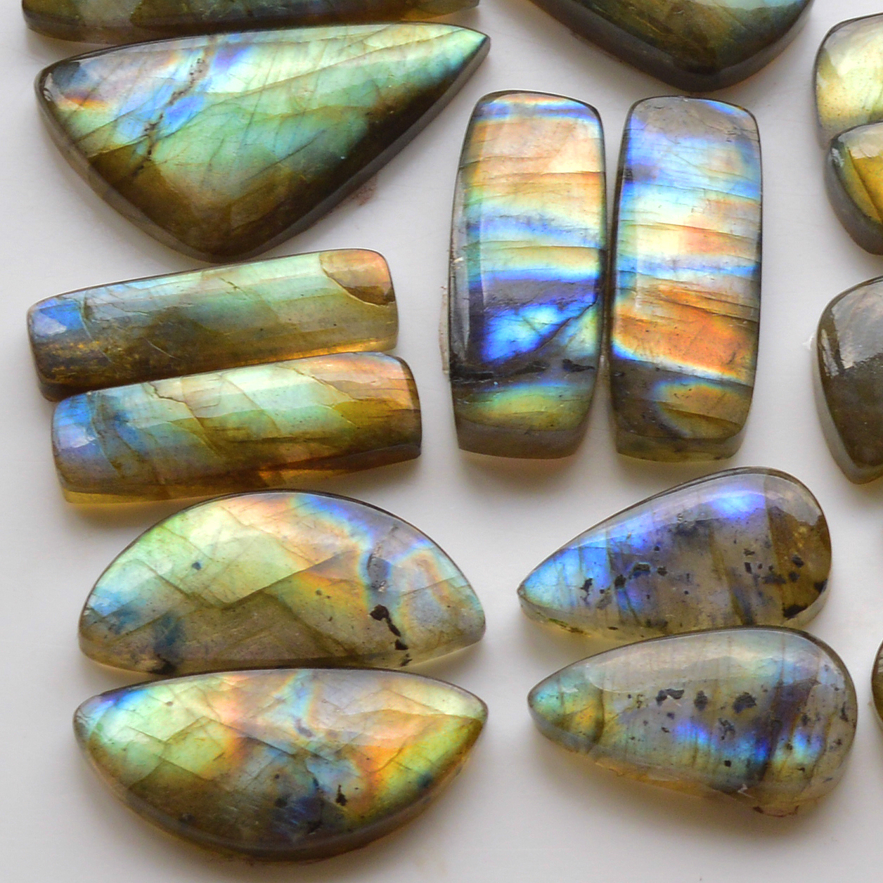 10 Pair 267Cts  Natural Labradorite Pair Gemstone Lot for jewellery making  32x8 21x14mm 19836