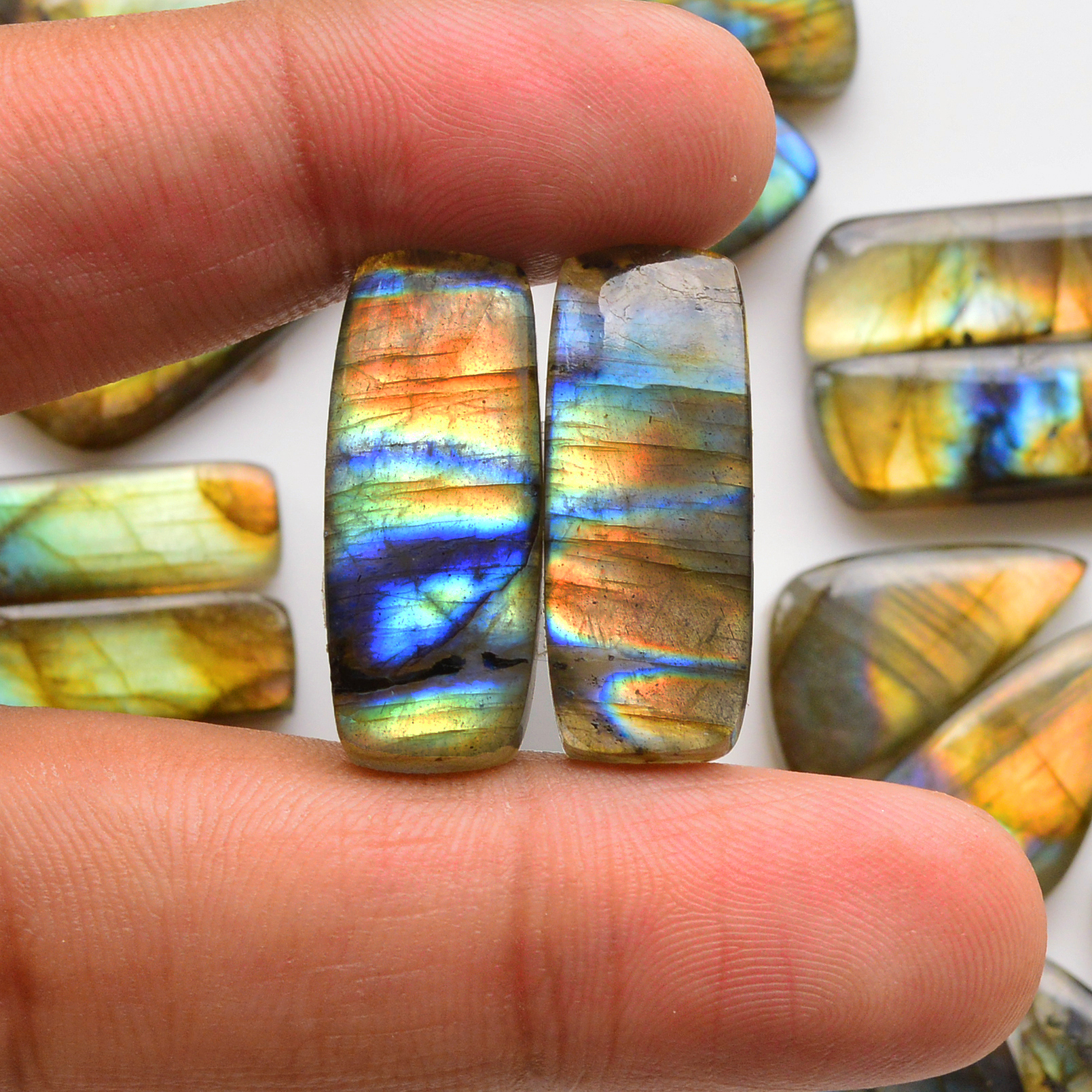 10 Pair 267Cts Natural Labradorite Pair Gemstone Lot for jewellery making 32x8 21x14mm 19836