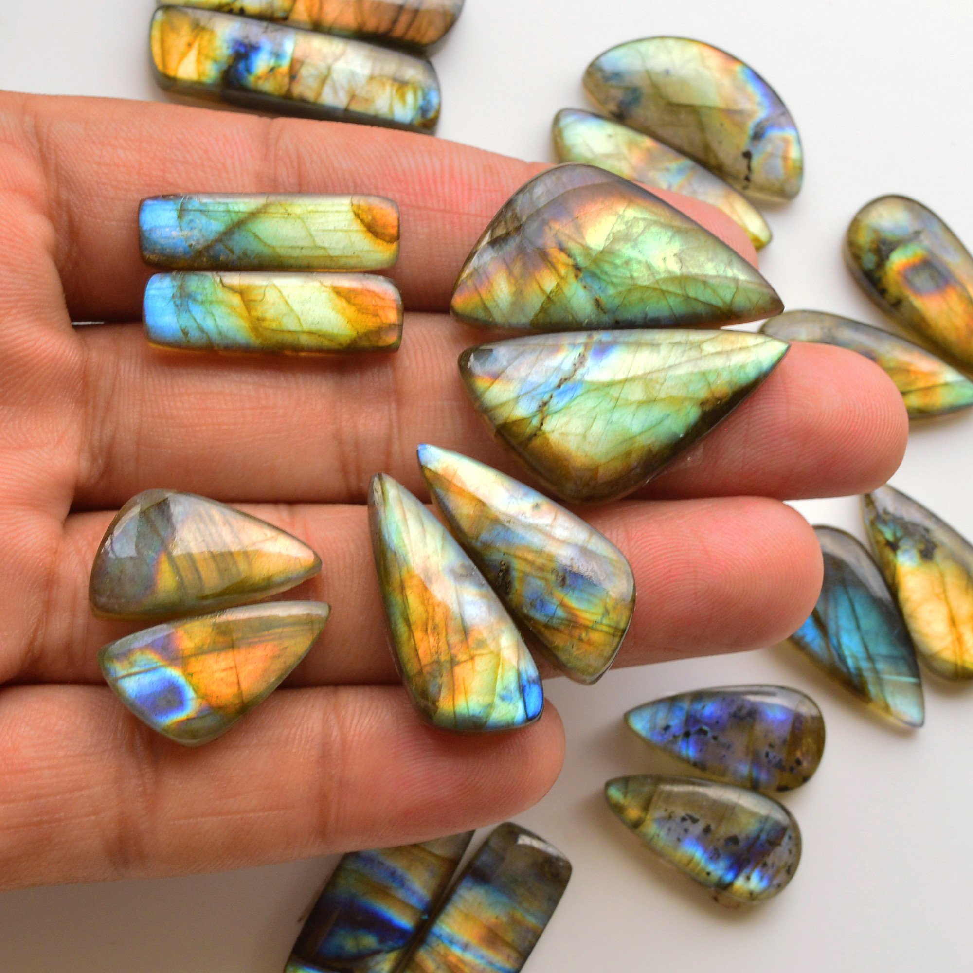 10 Pair 267Cts Natural Labradorite Pair Gemstone Lot for jewellery making 32x8 21x14mm 19836