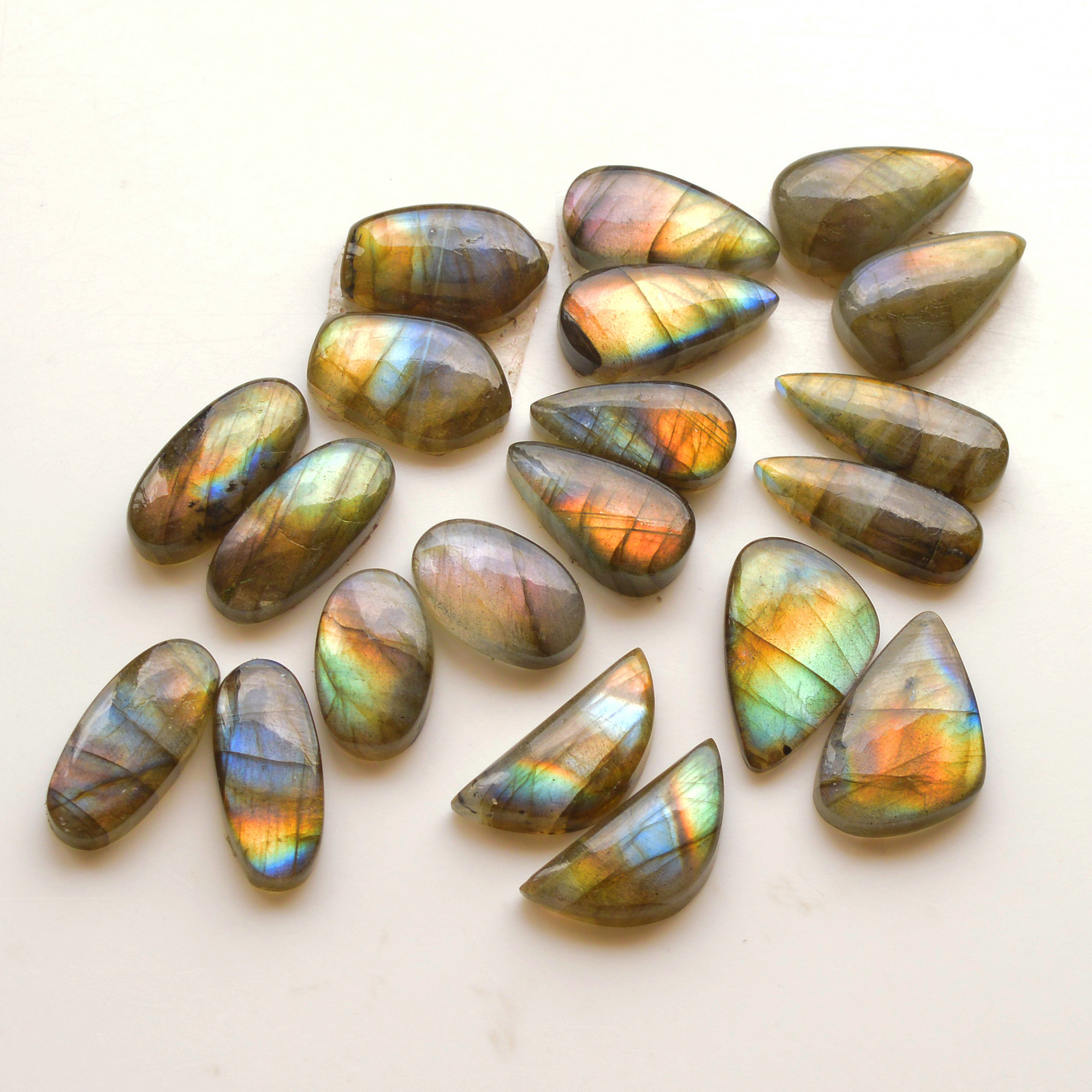 10 Pair 189Cts  Natural Labradorite Pair Gemstone Lot for jewellery making  30x14 15x11mm 19838