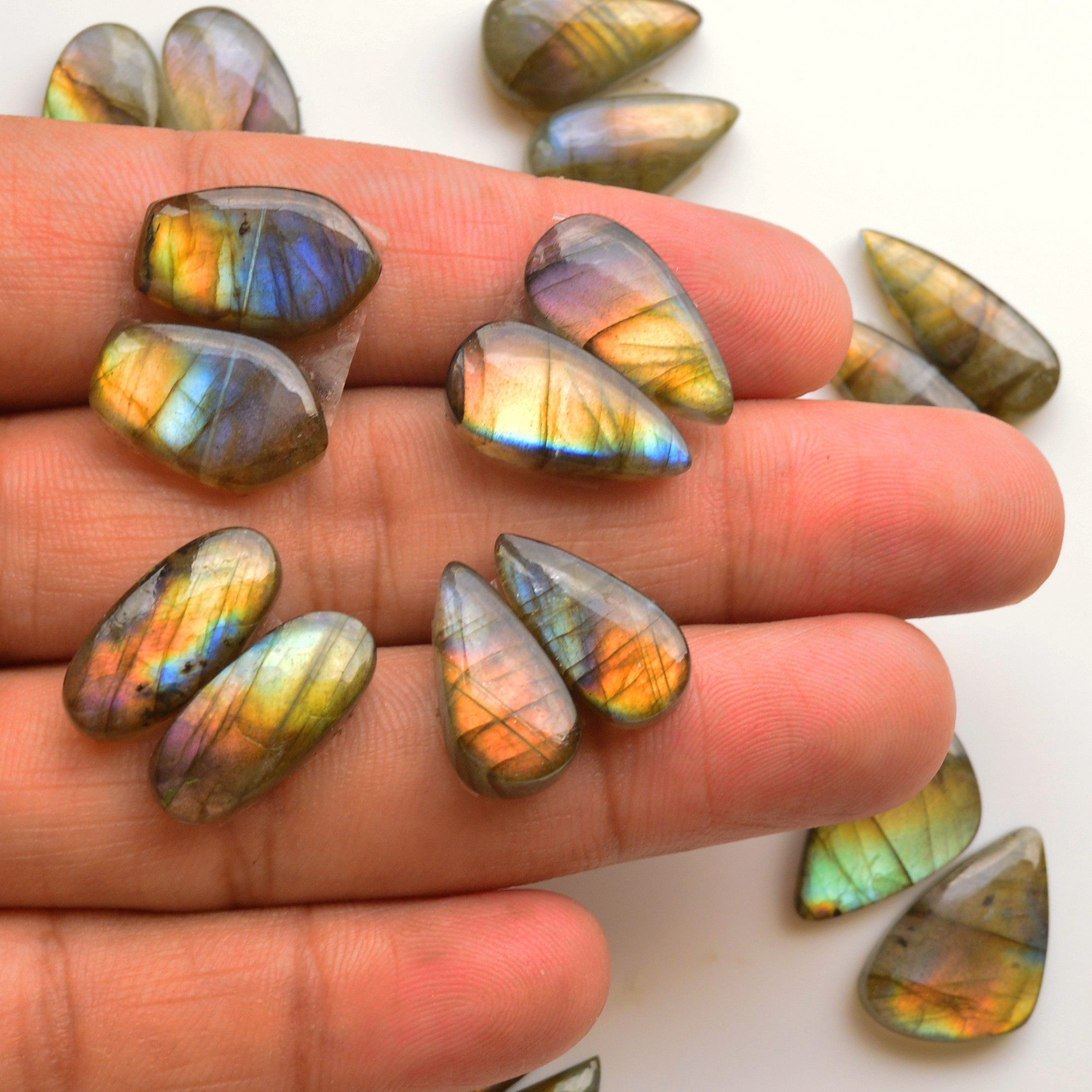 10 Pair 138Cts  Natural Labradorite Pair Gemstone Lot for jewellery making  19x13 17x11mm 19837