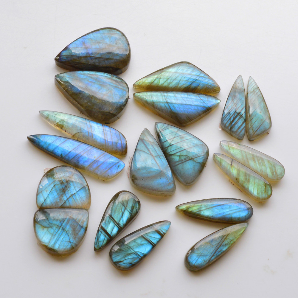Image of 9 Pair 165Cts  Natural Labradorite Pair Gemstone Lot for jewellery making  38x8 22x7mm #19839